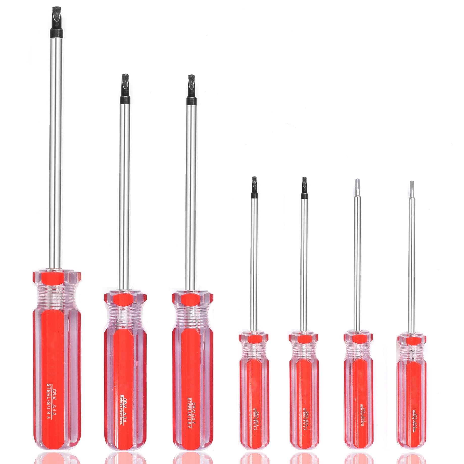 Triangle Screwdrivers Set 7 Sizes 1.4mm 1.8mm 2.0mm 2.3mm 2.7mm 3.0mm 4.2mm, SKZIRI 7in1 Triangle Screwdriver Tool Kit for Fixing Electronic Toys Household Electrical Appliances Repairs