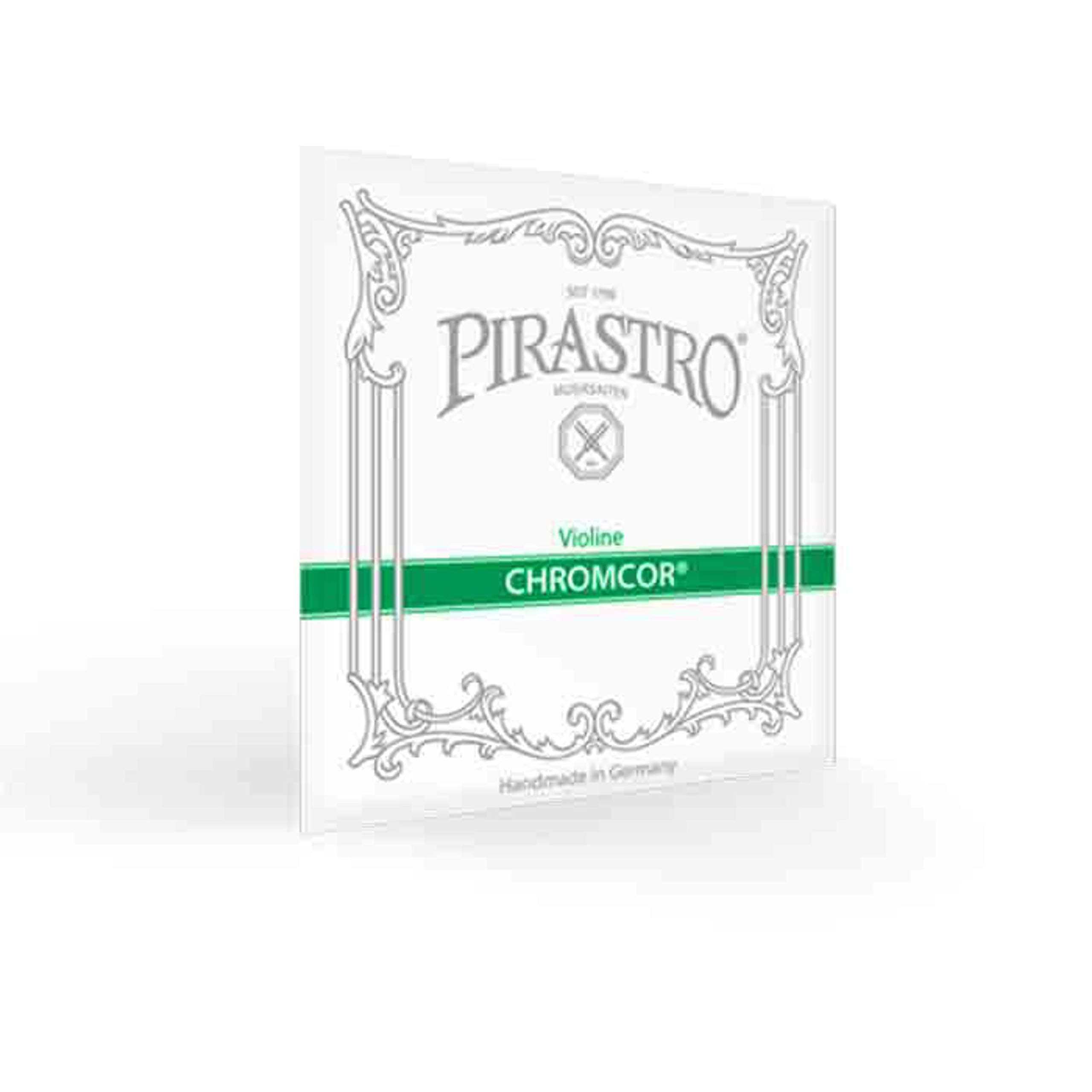 Pirastro Chromcor Violin String Set 4/4, Medium Gauge Ball End, Premium Synthetic Strings With Steel Core Wound With Chrome Steel, Replacement Accessory for Professional/Student and All Violin Players