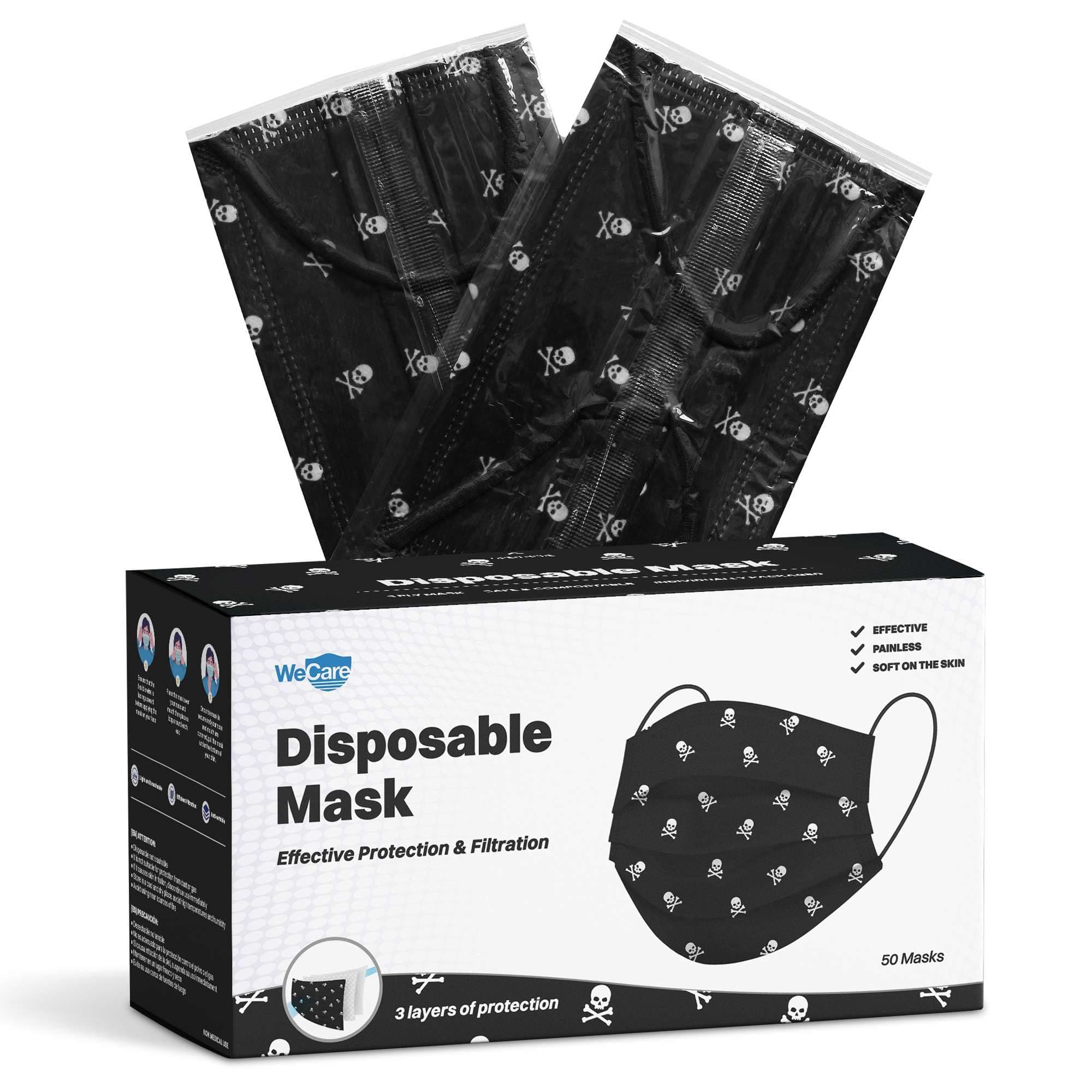 WECAREDisposable Face Mask Individually Wrapped - 50 Colored and Print Face Masks