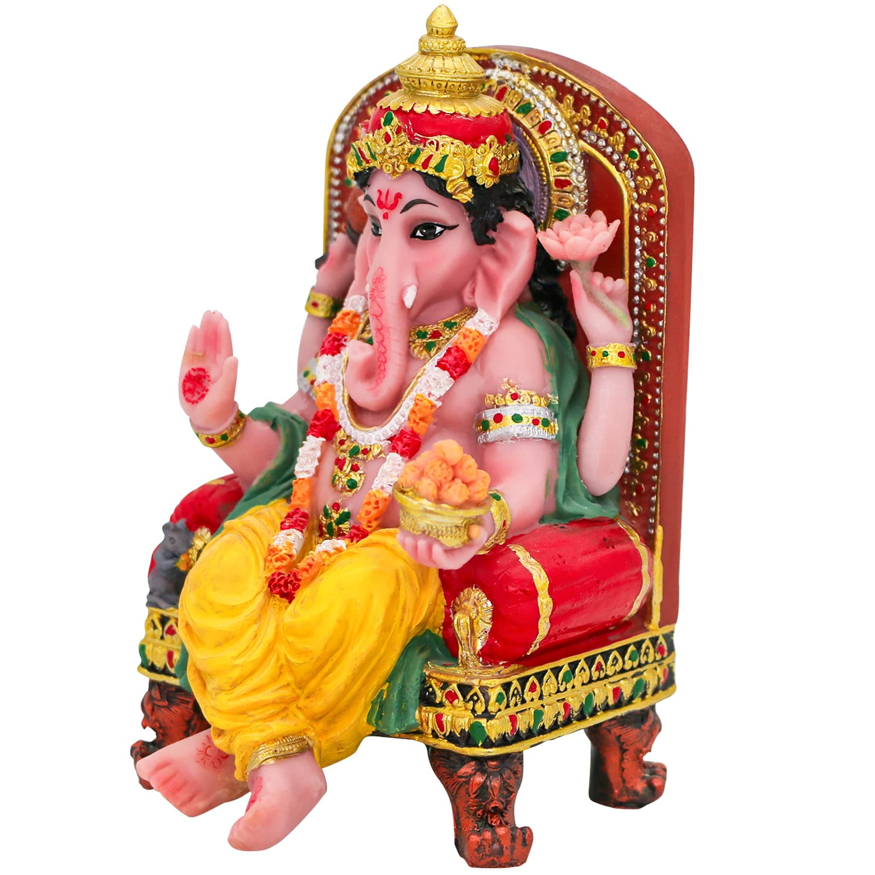 Hindu God Ganesha Statue Figurine - Indian Idol Sitting Lord Ganesh Statue India Murti Item Ganpati Home Office Temple Mandir Altar Pooja Gifts Diwali Puja Gifts