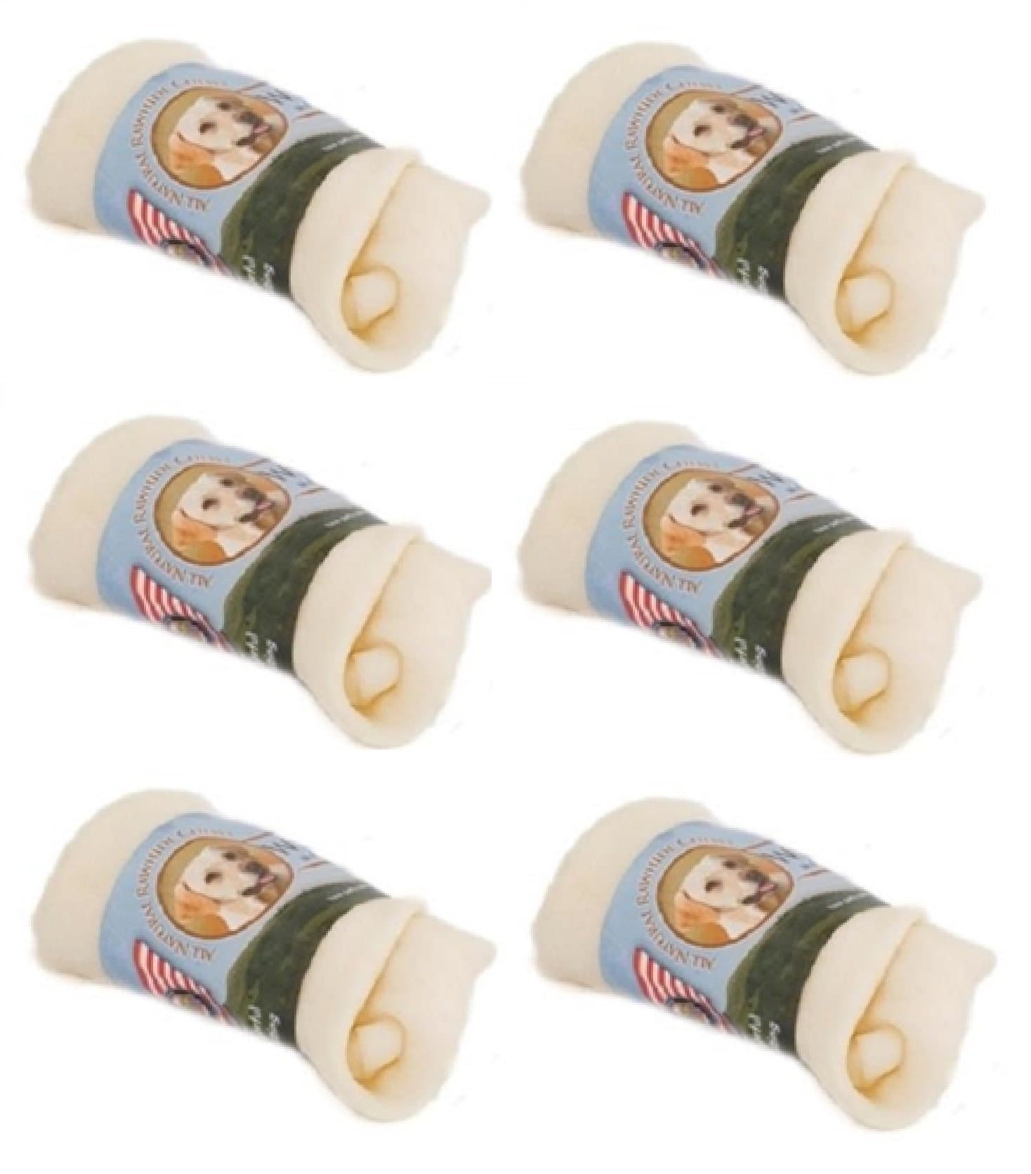 Wholesome Hide USA Beef Hide - Flat Knot Bone, 4" - 5" (Pack of 6)