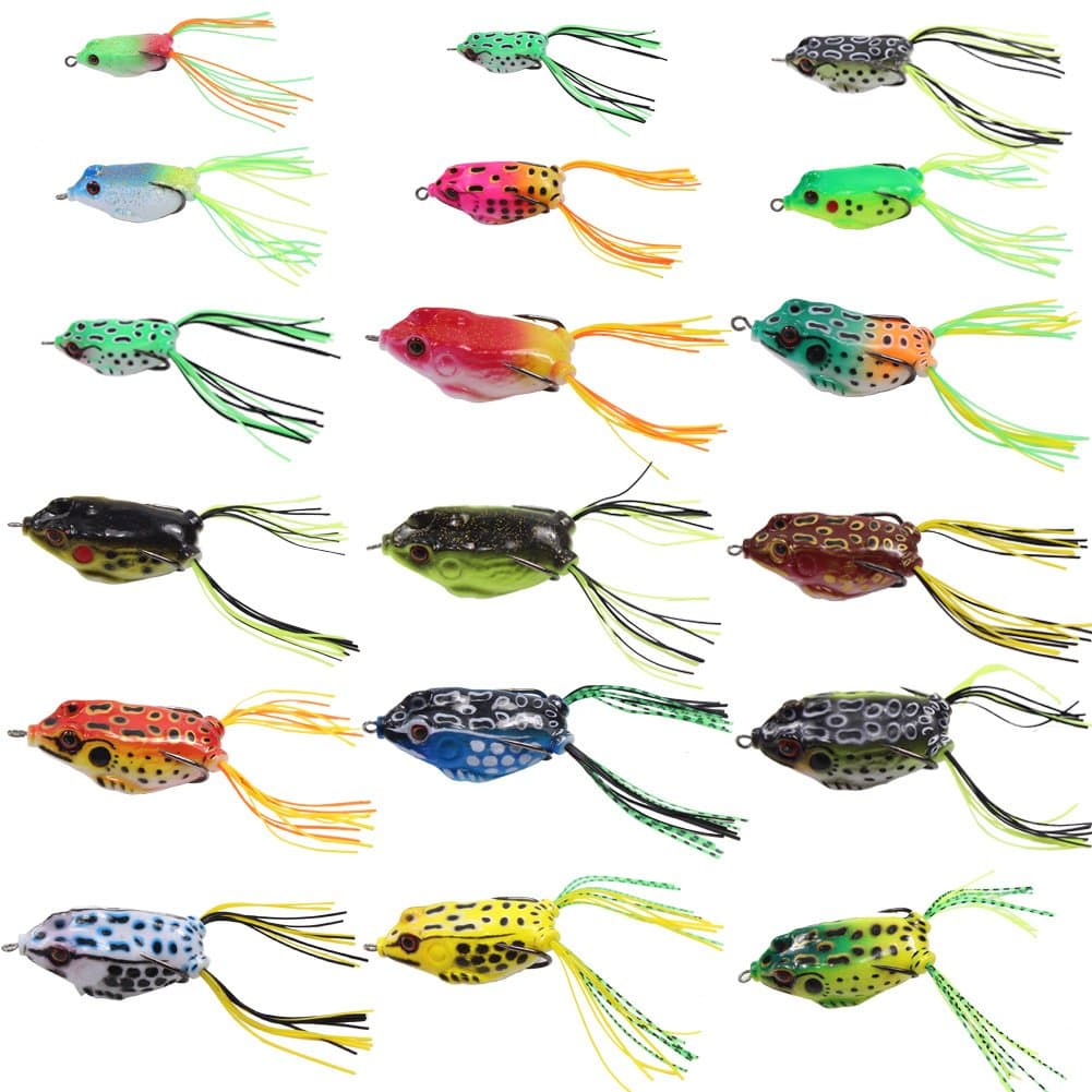 Croch Frog Lure Kit (18 PCS) - Multicolor, 3.81, 4.01, 4.49 inches - Trout & Panfish - High Carbon Steel Treble Hooks