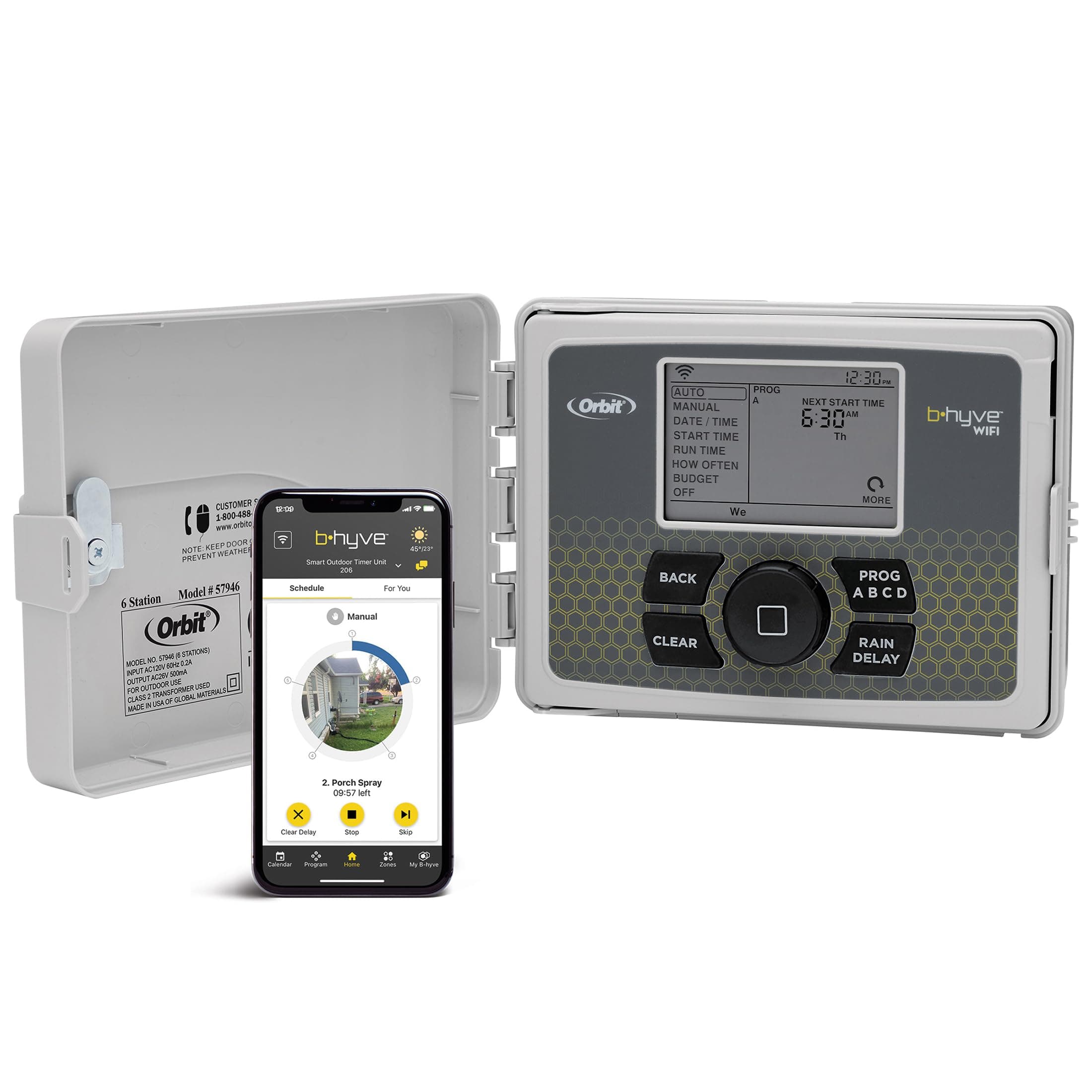 57946 B-hyve 6-Zone Smart Indoor/Outdoor Sprinkler Controller