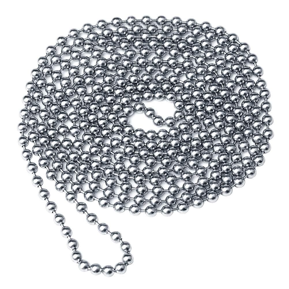 2 Meter/6.5 Feet Roller Blind Chain, 4.5mm Roller Blind Beaded Pull Chain Extension, Stainless Steel Ball Bead Chain Beaded Ball Roller Chain Silver