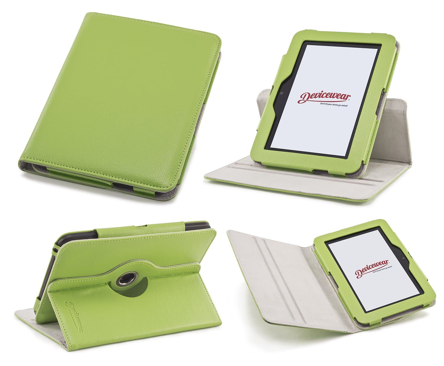 Devicewear Rotating Kindle Fire HD 7" case First Generation with Smart Function and Multiple Viewing Angles, Green Vegan Leather