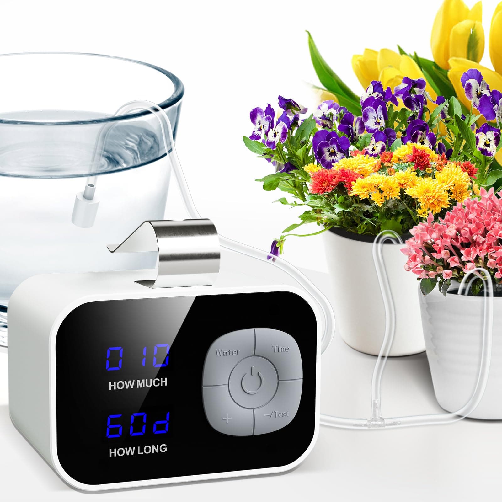 Kollea Automatic Watering System, Indoor Plant Self Watering System Automatic Drip Irrigation Kit with 60-Day Programmable Timer, LED Display & USB Power, Indoor Irrigation System for Potted Plants