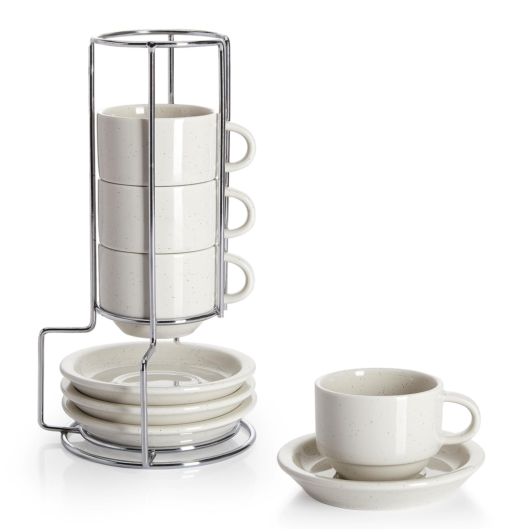 2.5 Ounce Porcelain Stackable Espresso Cups, Grey