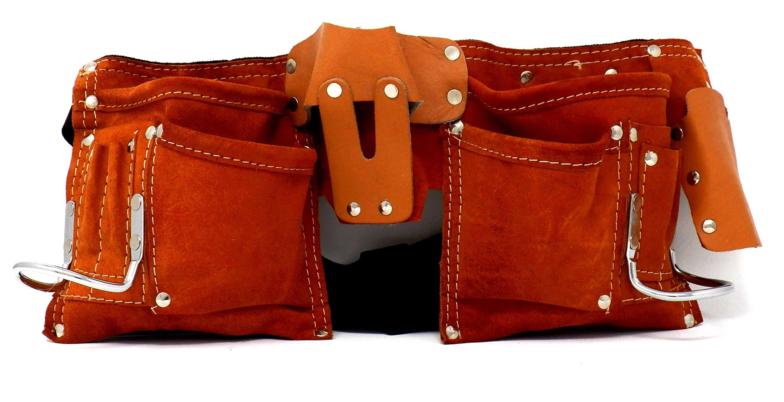 IIT 91112 7 Pocket Leather Tool belt, Polyweb belt with quick release buckle.