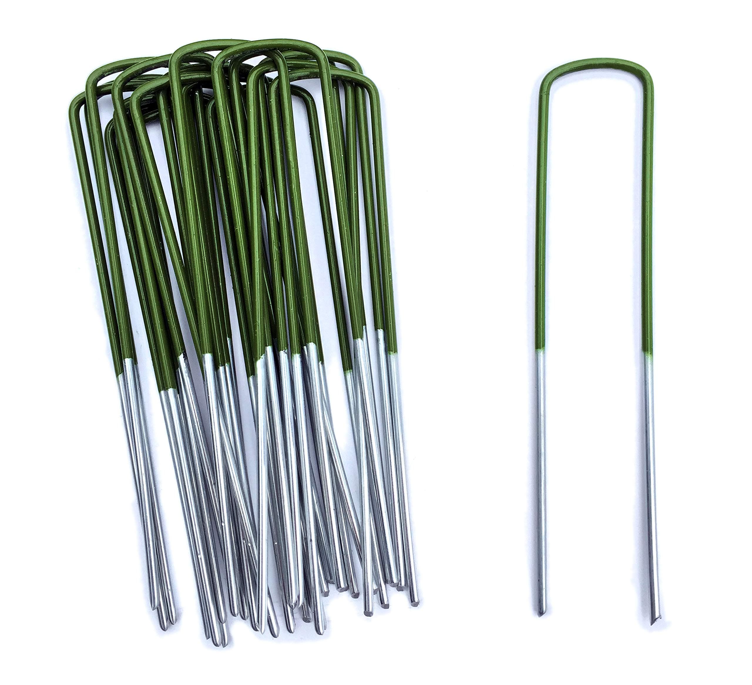 Lawn World Half-Green 20 Pack Artificial Grass Turf U Pins Galvanised Metal Pegs Staples Weed Garden Bevelled
