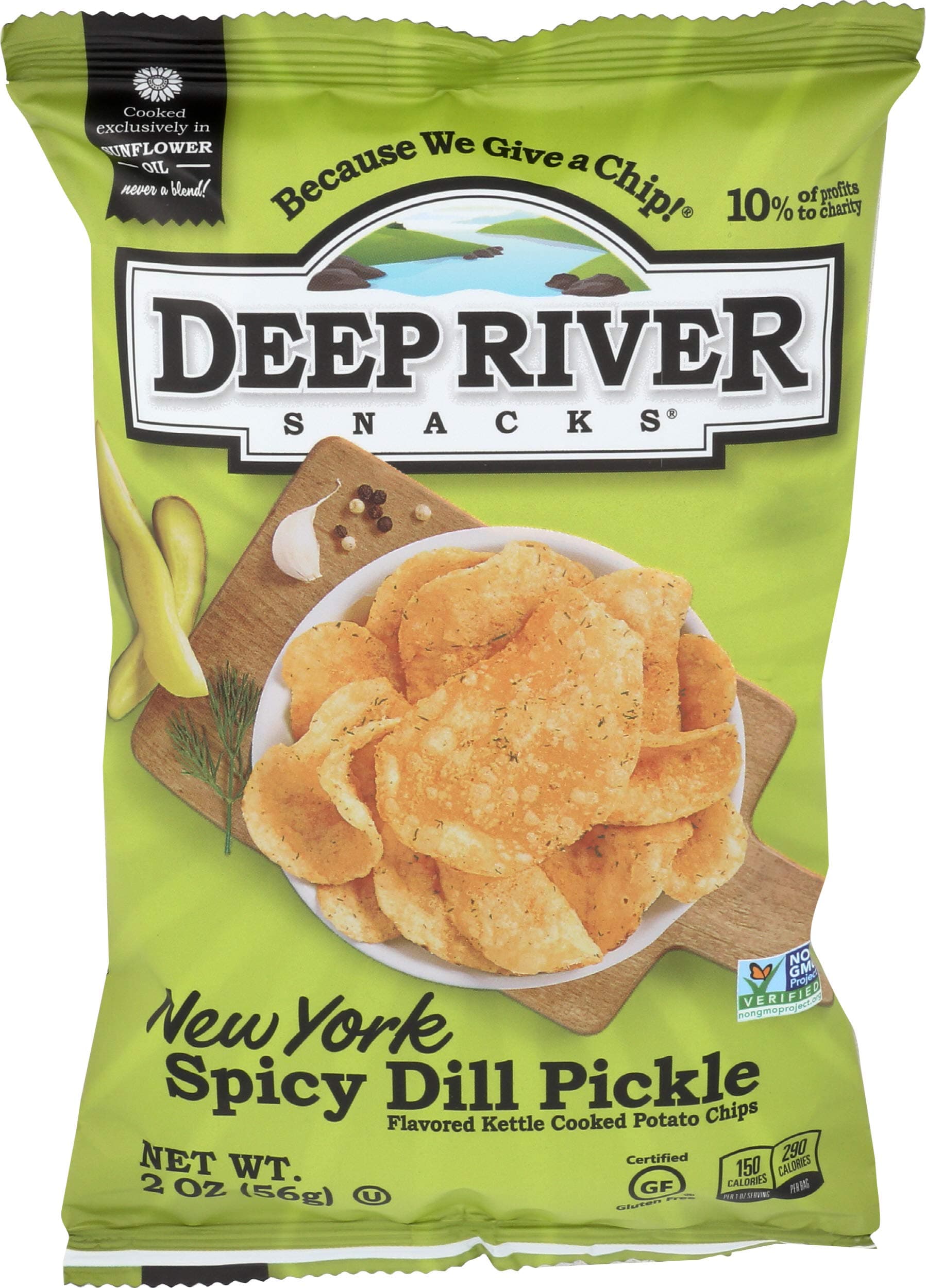 Deep River Snacks Kettle Chips, New York Spicy Dill Pickle, 24 Count