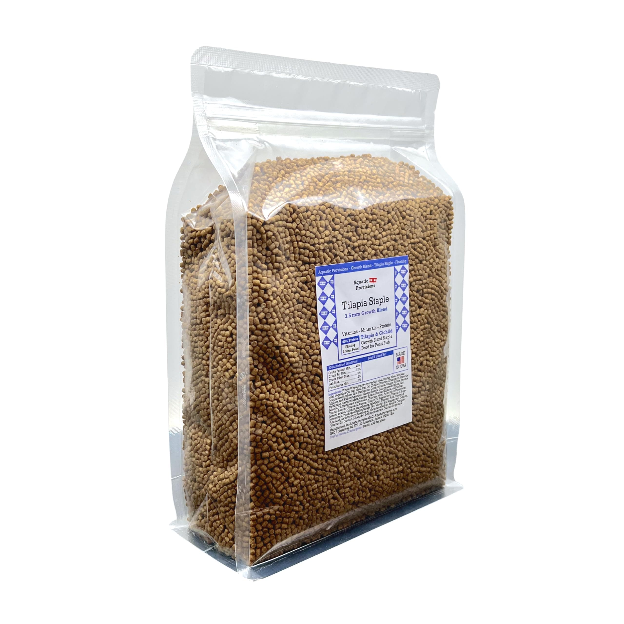Tilapia Staple Growth Blend 2.5 lbs, Floating 3.5mm Pellets Fish Food