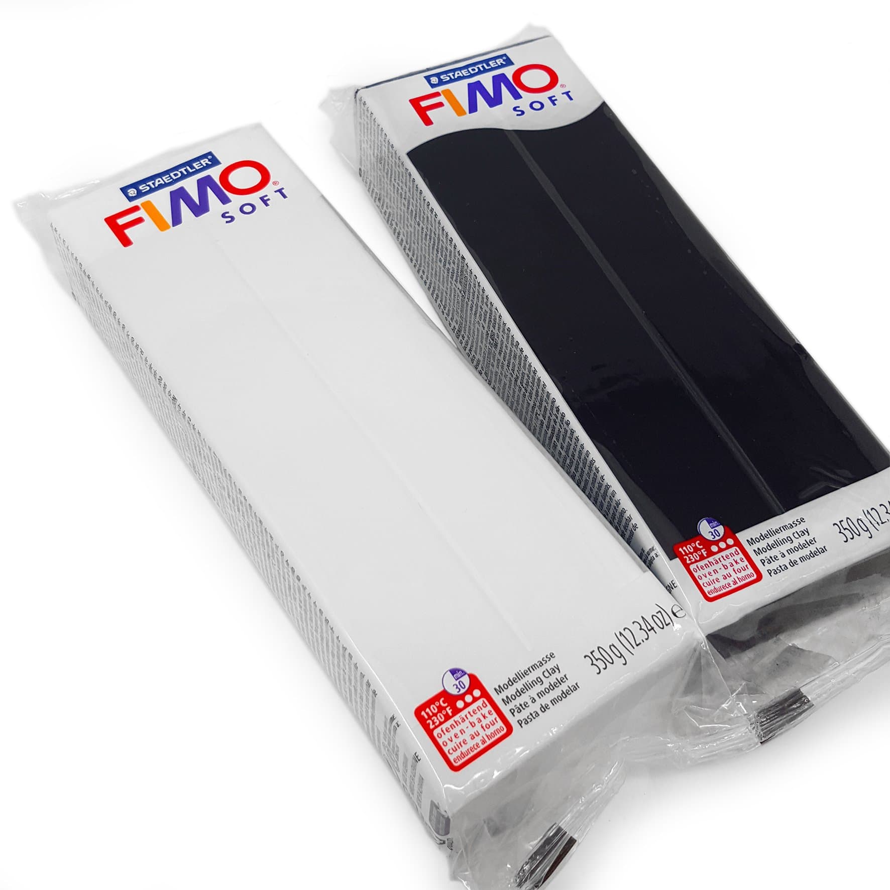 Soft 454g Polymer Modelling Clay - Oven Bake Clay - Black and White Set