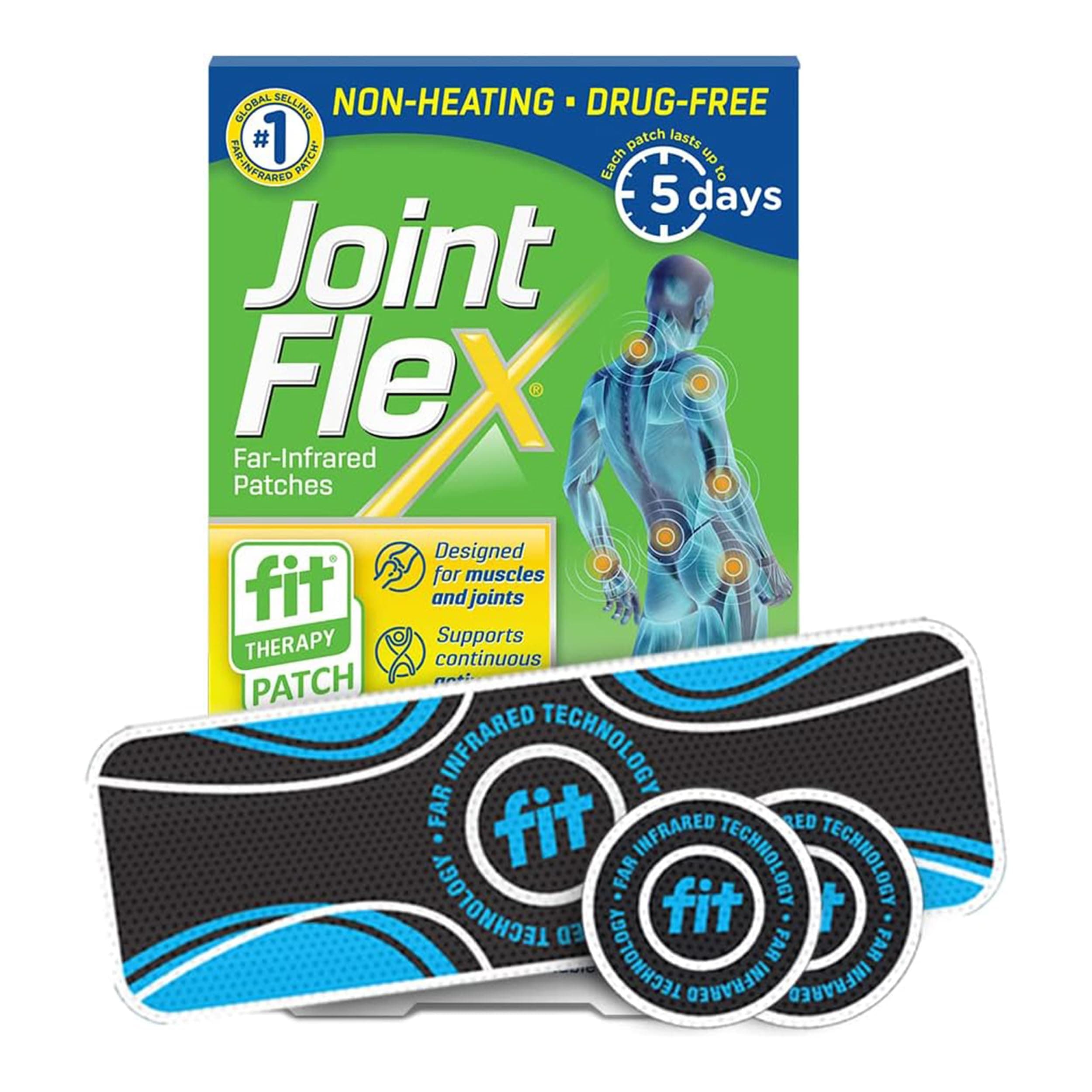 FIT Therapy Far Infrared Patch Trial Pack, Supports Continuous Active Mobility for Muscles & Joints, up to 5 Days/Patch, Water Resistant, Non-Heating, Drug-Free—3-ct, 1 Rectangular/2 Round
