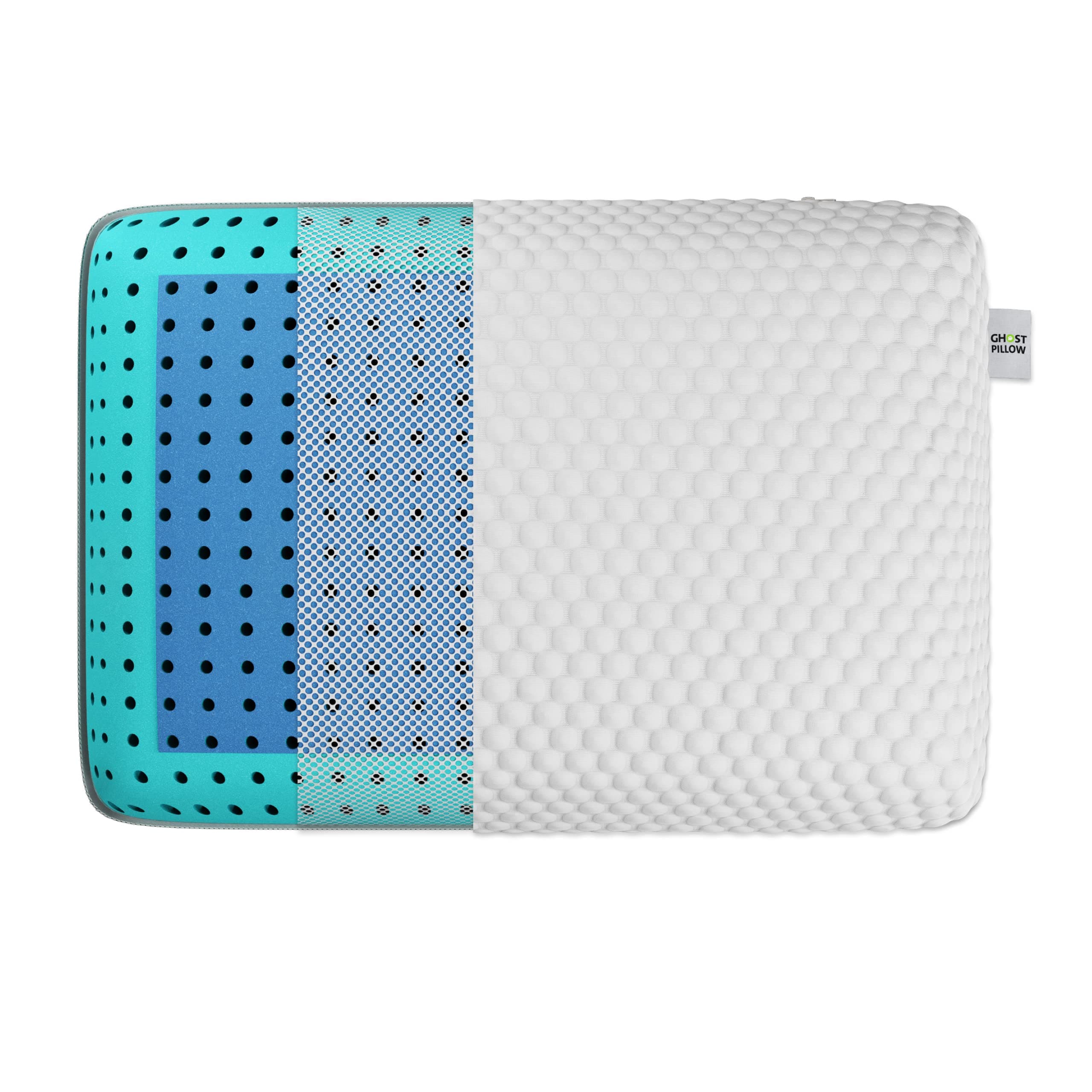 GhostBed Medium Firm Memory Foam Pillow - Patented Ventilated Cooling Gel Memory Foam Pillow with Washable Cover - Standard Size Pillow for Stomach Sleeper, Back, and Side Sleeper Pillow