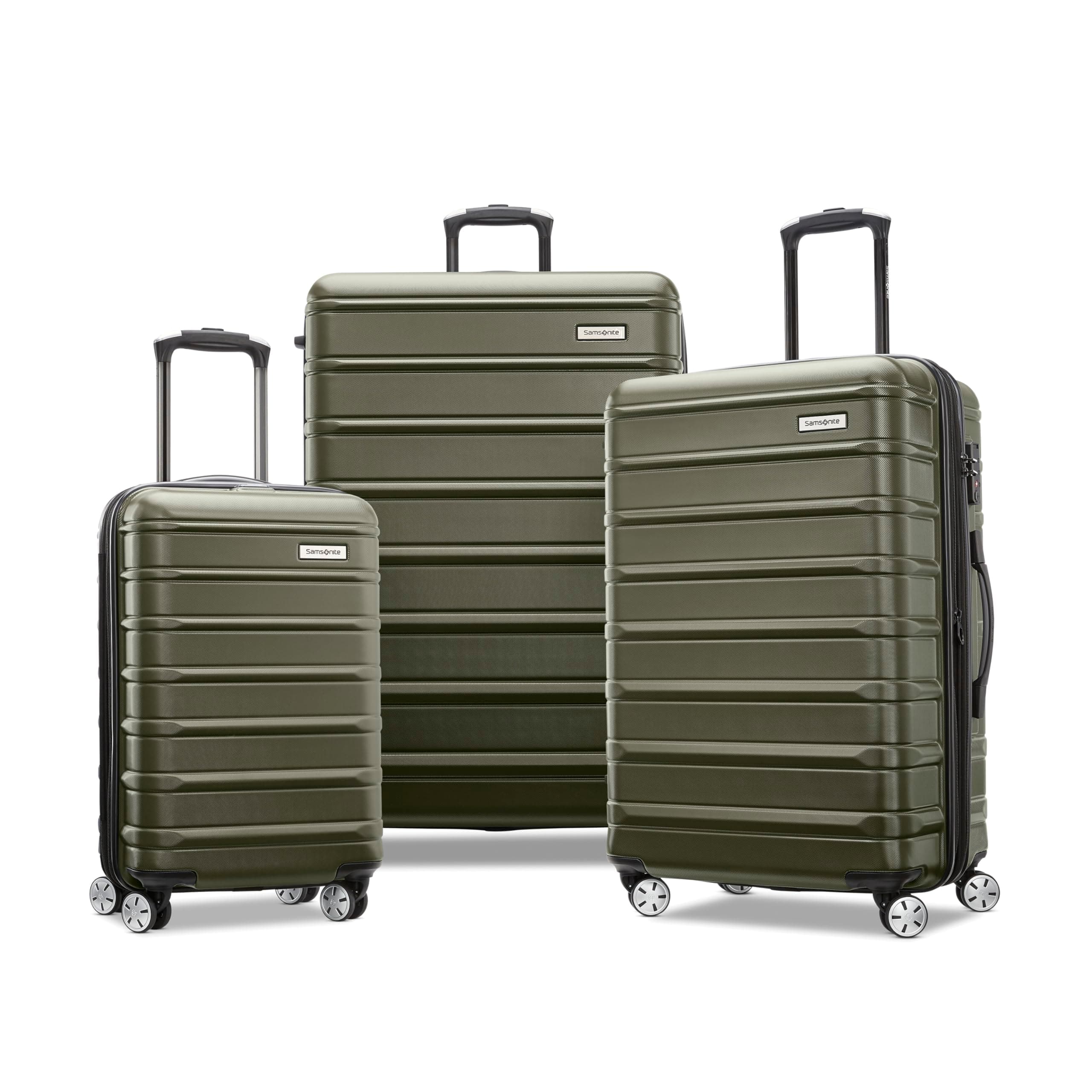 Omni 2 Hardside 3 Piece Set - Includes Global Carry-On, Medium, & Large Checked Suitcases - 360° Dual Spinner Wheels - Integrated TSA Lock & Expansion - Amazon Exclusive - Vita Olive