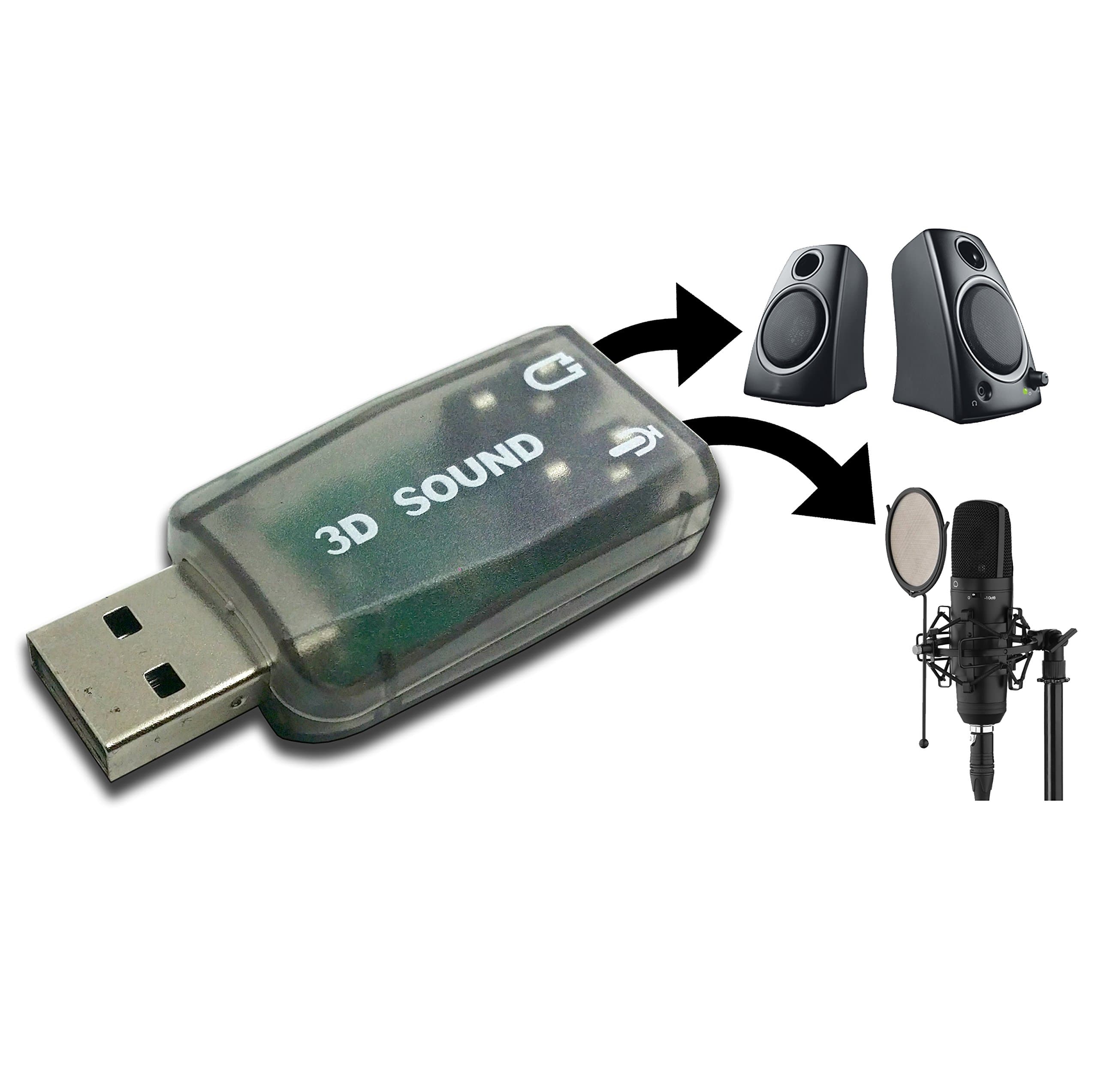 USB Audio Sound Adapter for PS3, PS4, Windows, Mac, Raspberry Pi and Linux. to be Used with External Headphone and Microphone. Plug and Play No Drivers Needed.