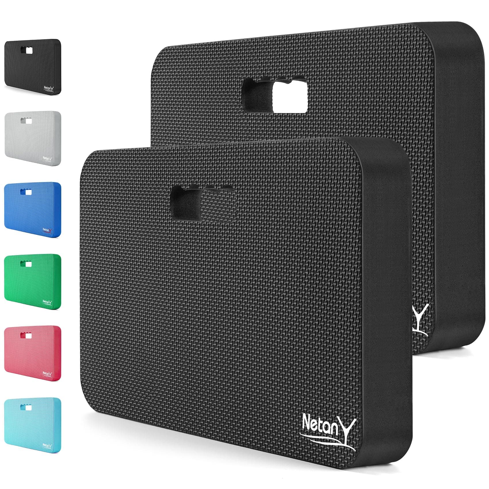 NETANY 2 Pack Extra Thick Kneeling Pad for Gardening, Comfortable Knee Pad Cushion, Extra Large Foam Kneeler Mat for Gardening, Baby Bath, Workout, Exercise & Yoga, Mechanic, 17.8 x 11 x 1.5 in, Black
