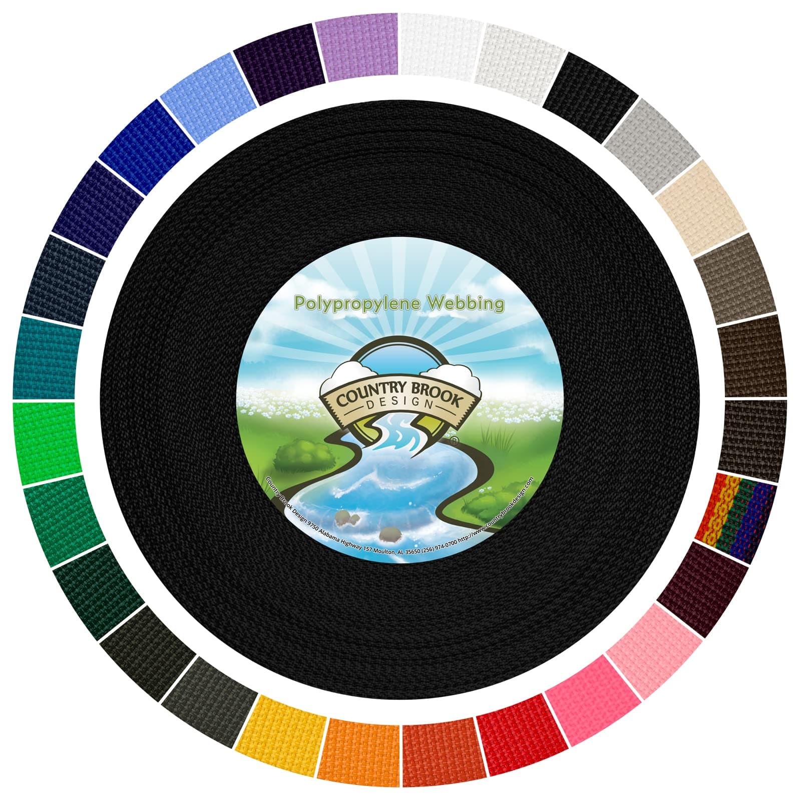 Country Brook Design - Black Polypropylene (Polypro) Webbing (1 Inch, 50 Yards)