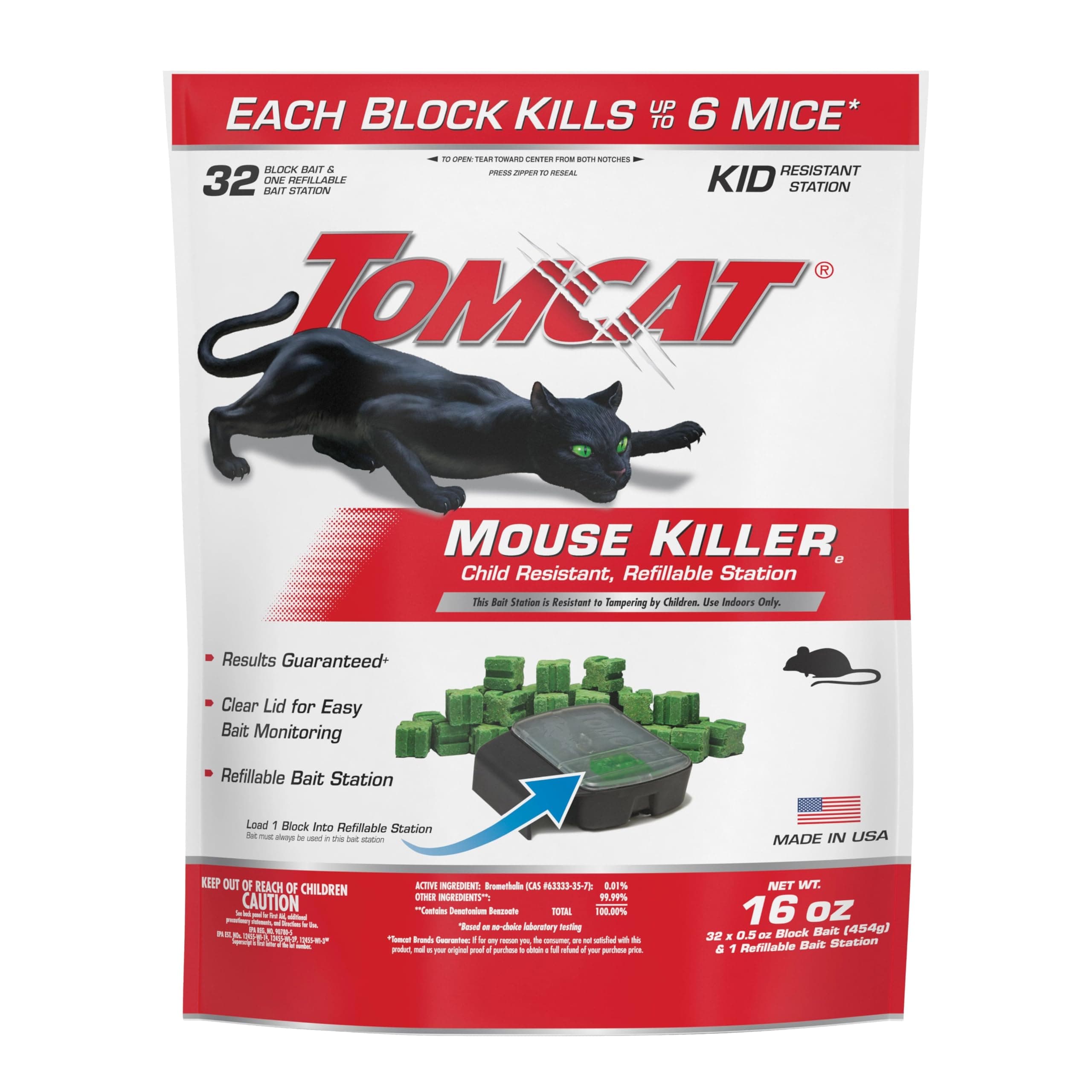 Tomcat Mouse Killer(e) Refillable Station for Indoor Use - Child Resistant (1 Station with 32 Baits)