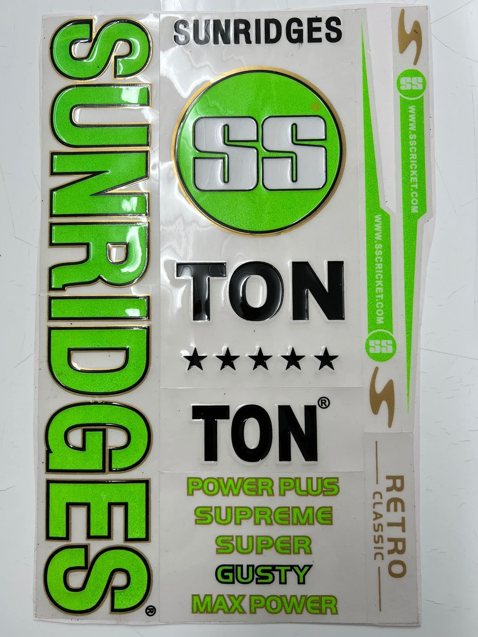 Cricket bat stickers SS ton Sunridges