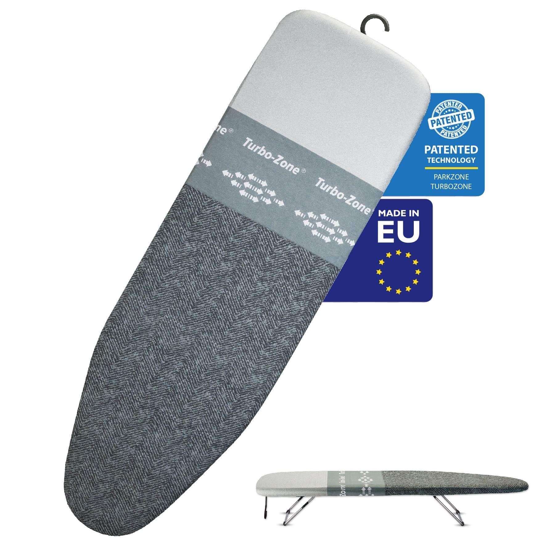 Bartnelli Smart Hanger Tabletop Ironing Board | Designed and Made in Europe with New Patent EZ Glide Technolgy, & Park Zone, European Quality and Innovation (Size-34x12)