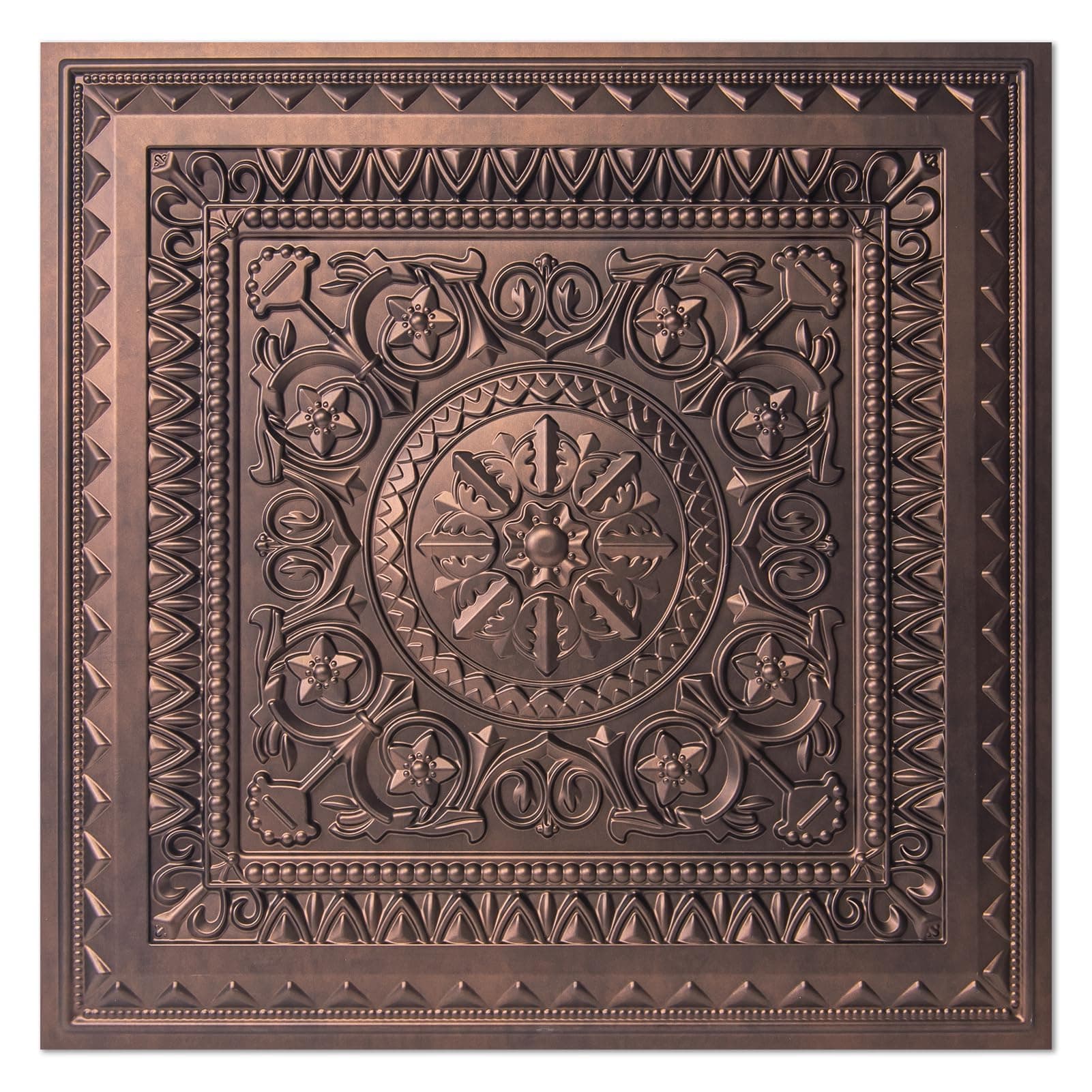 Art3d Drop Ceiling Tiles, Glue up Ceiling Tiles, 2'x2' Plastic Sheet in Antique Copper (12-Pack, 48 Sq.ft)