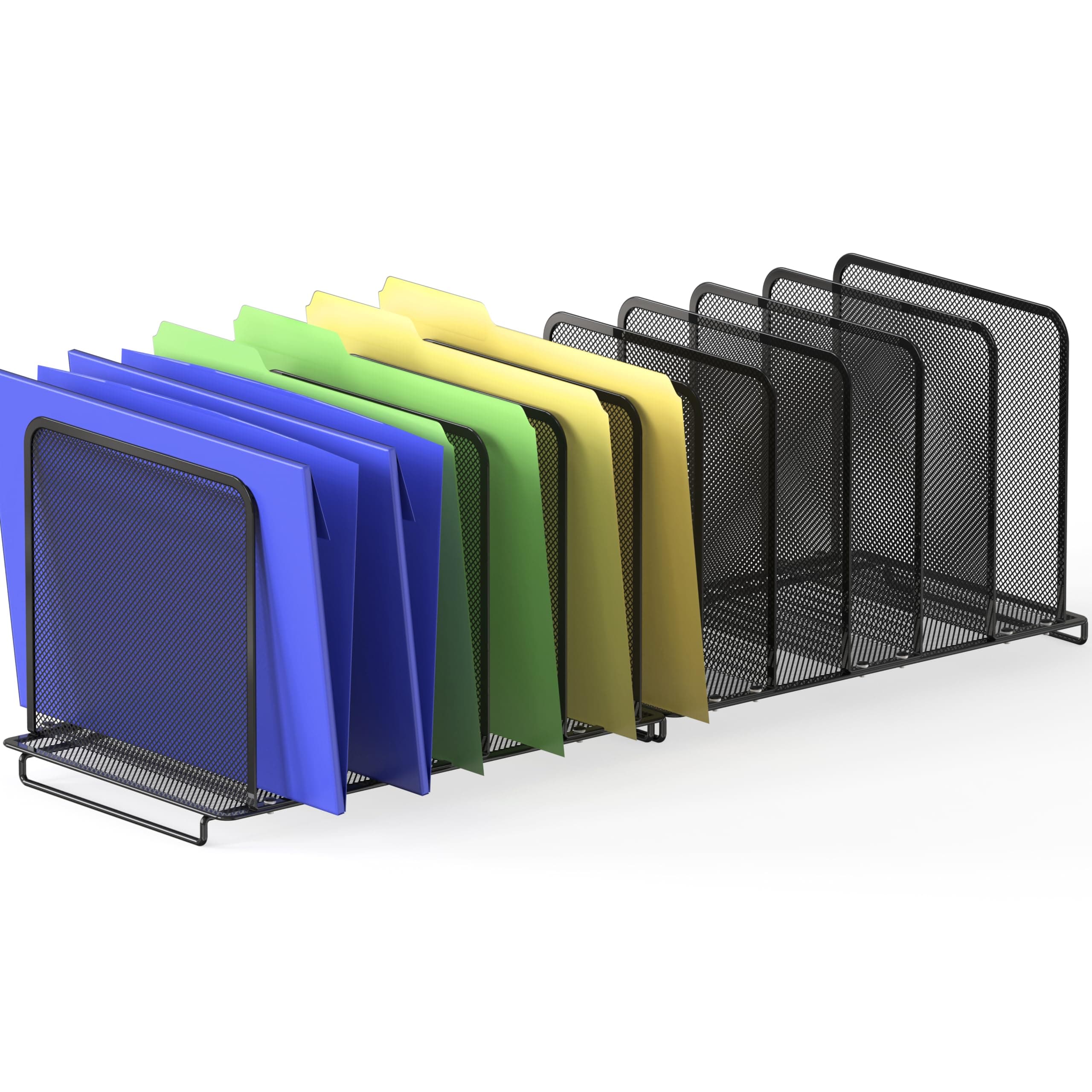 5 Section Upright File Sorter Organizer, Black - 2 Pack