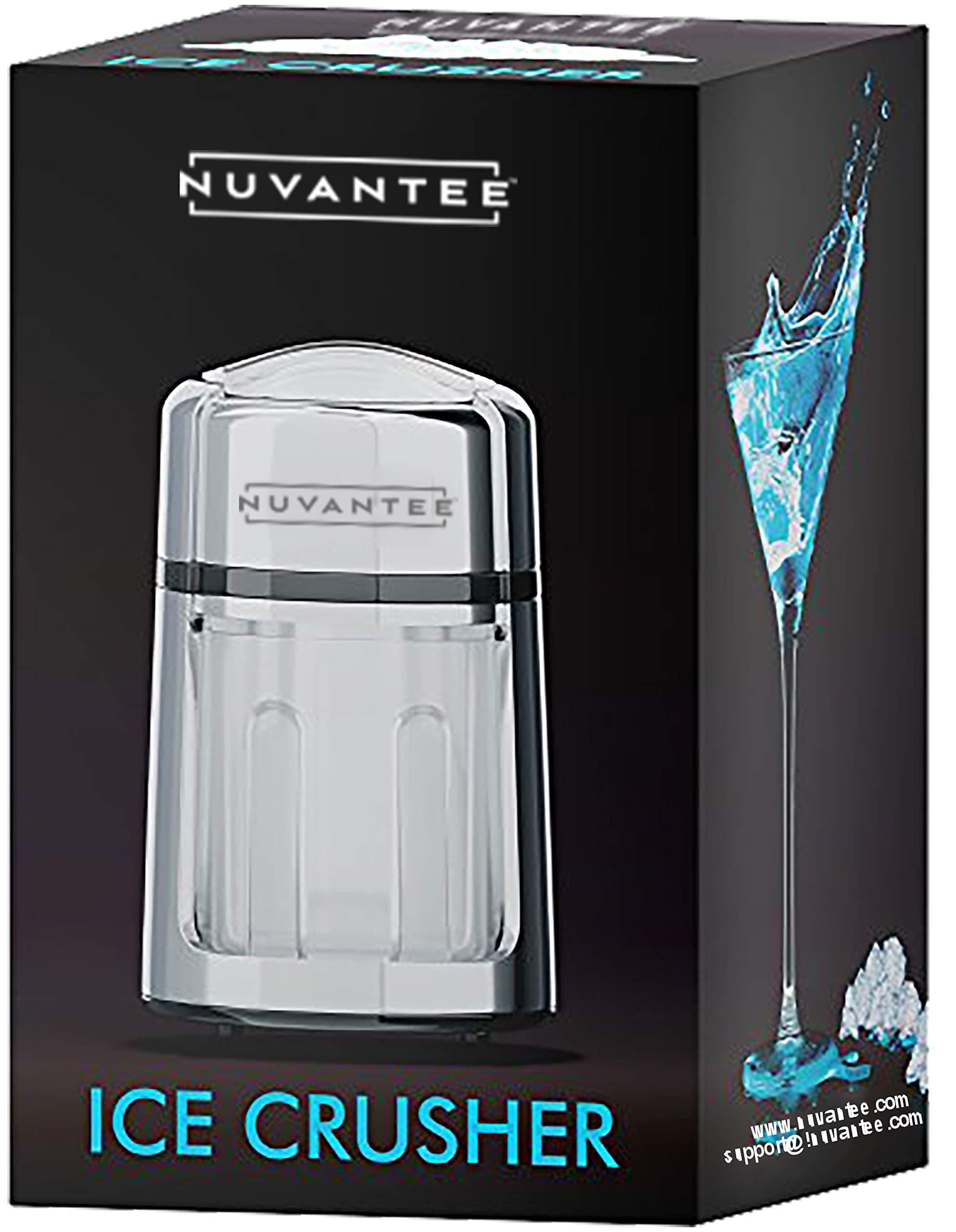 Nuvantee - Carbon Steel Manual Ice Crusher with Rust-Proof Zinc Alloy Construction - Non-Slip - Easy to Use Ice Crusher Hand Crank - Chrome Plated