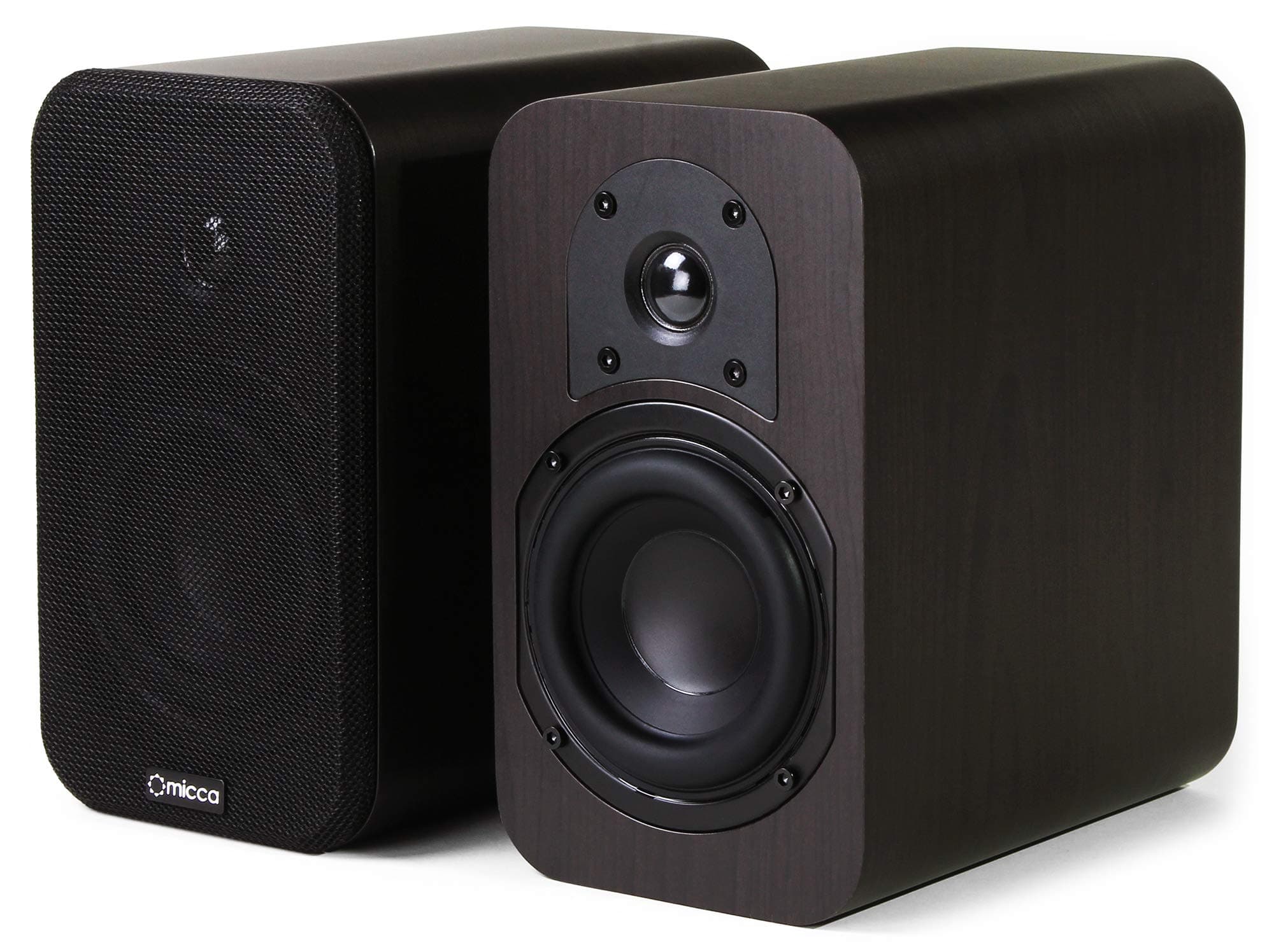 Micca BOW RB42 Reference Bookshelf Speaker with 4-Inch Woofer and Silk Tweeter (Dark Walnut, Pair)