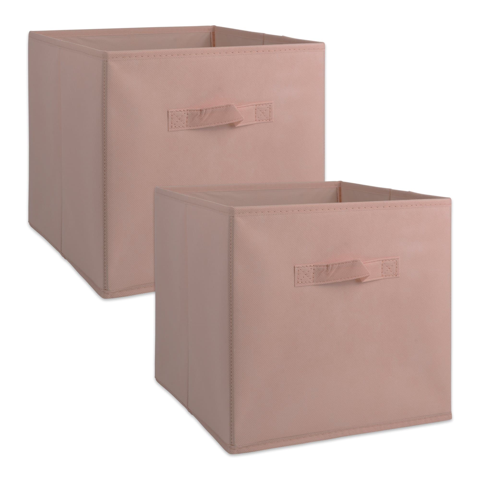 Non Woven Fabric Storage Bin Collection Collapsible Organizer Cube, Small Set, 11x11x11", Millennial Pink, 2 Count