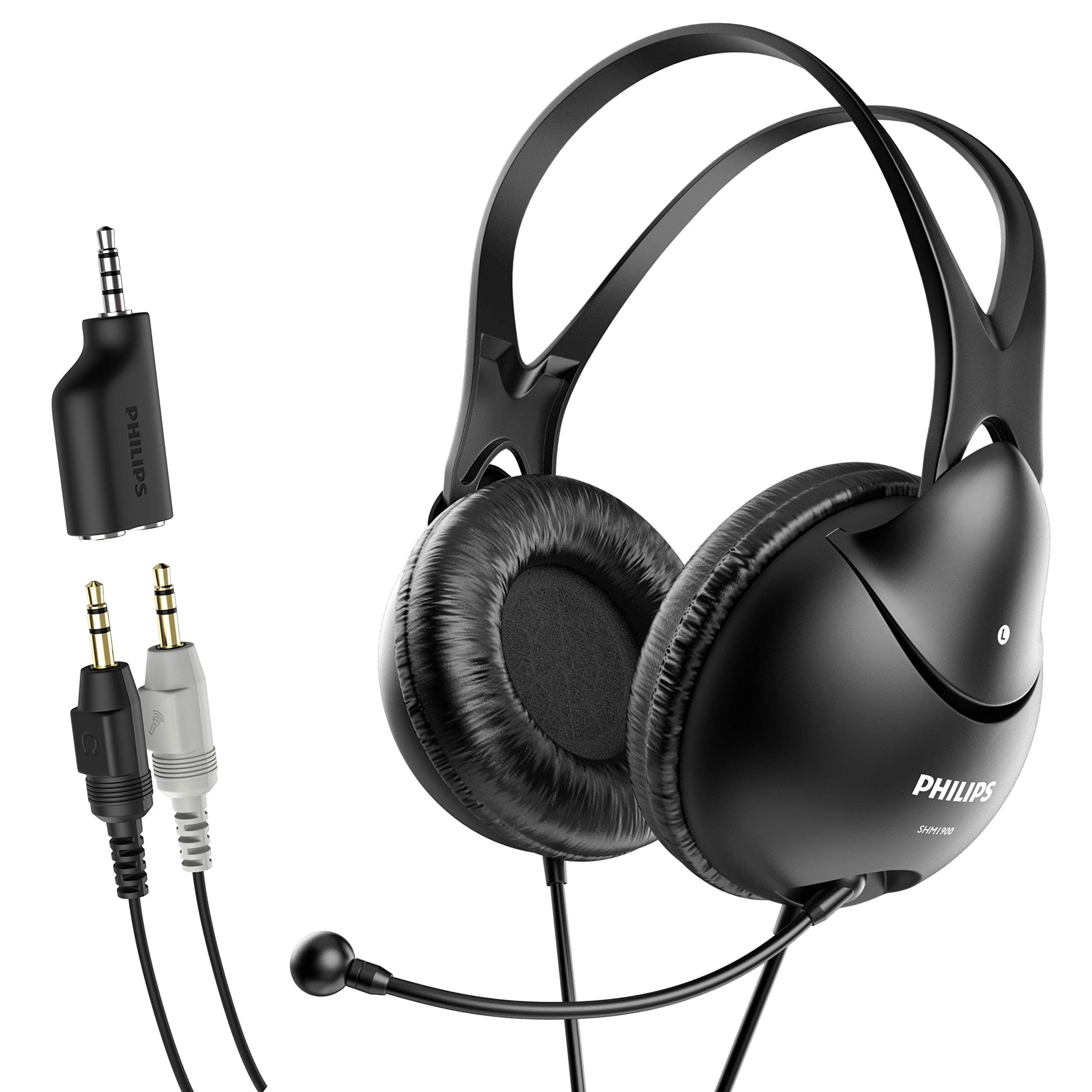 Computer Headset with Microphone for Laptop, Zoom, Skype - 3.5 MM Lightweight Computer Headphones with Echo Cancelling Mic for Home Office, Call Center, Skype, Zoom