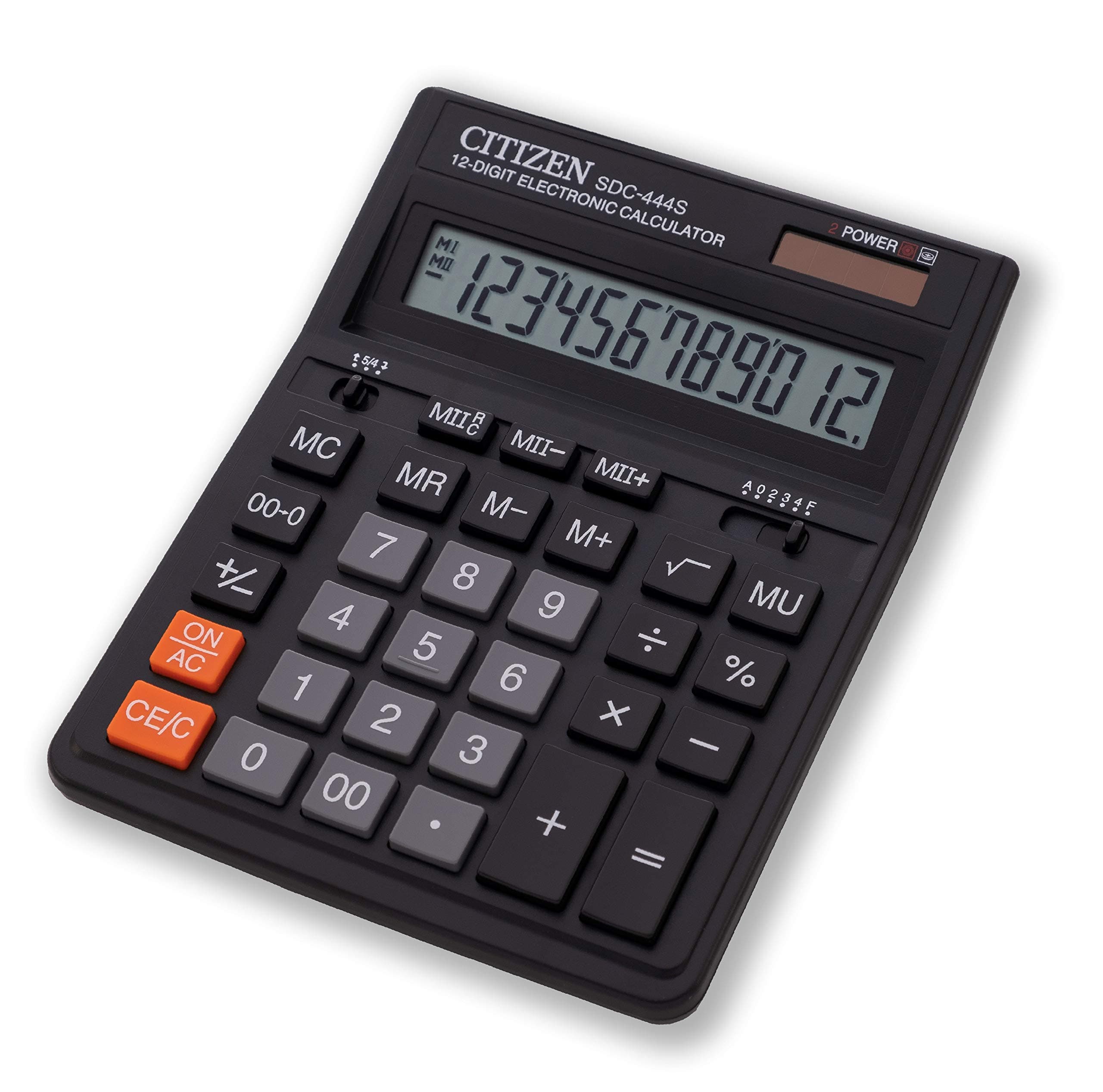 Citizen SDC444S Desktop Calculator 12-Digit - Black