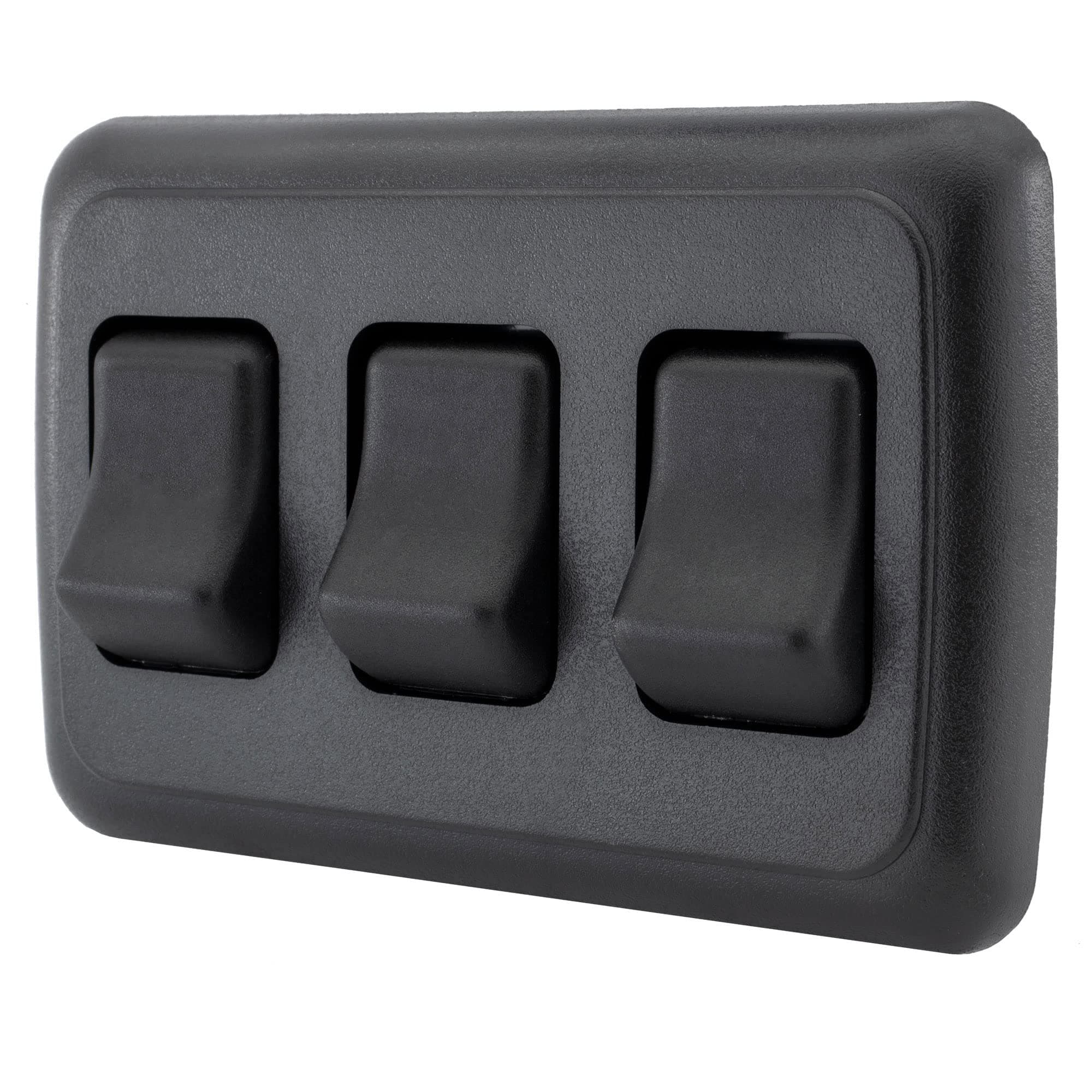Triple SPST On-Off Switch with Bezel, 12-Volt, for RV, Trailer, Camper (Black)