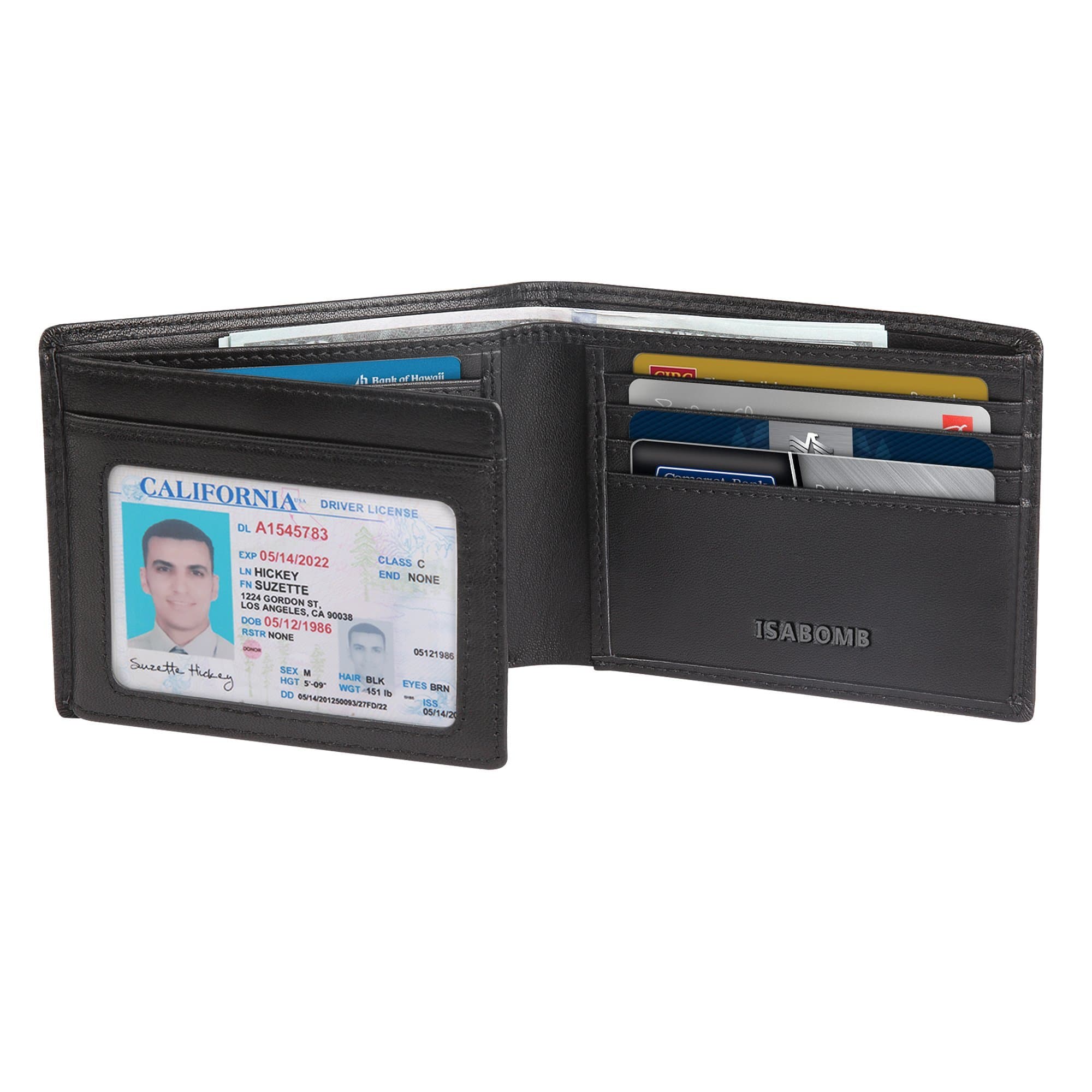 RFID Blocking Genuine Leather Trifold Bifold Wallet for Men