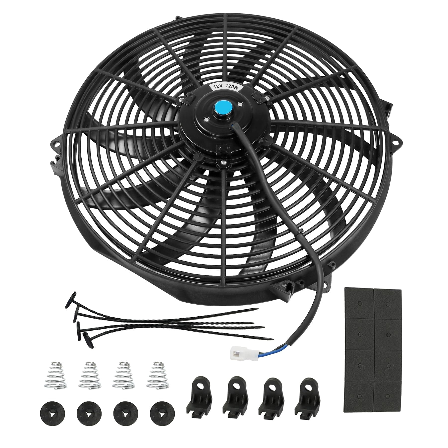 JDMSPEED New Universal Slim 16" Inch 12V Pull 1500 CFM Radiator Cooling Fan with Mounting Black