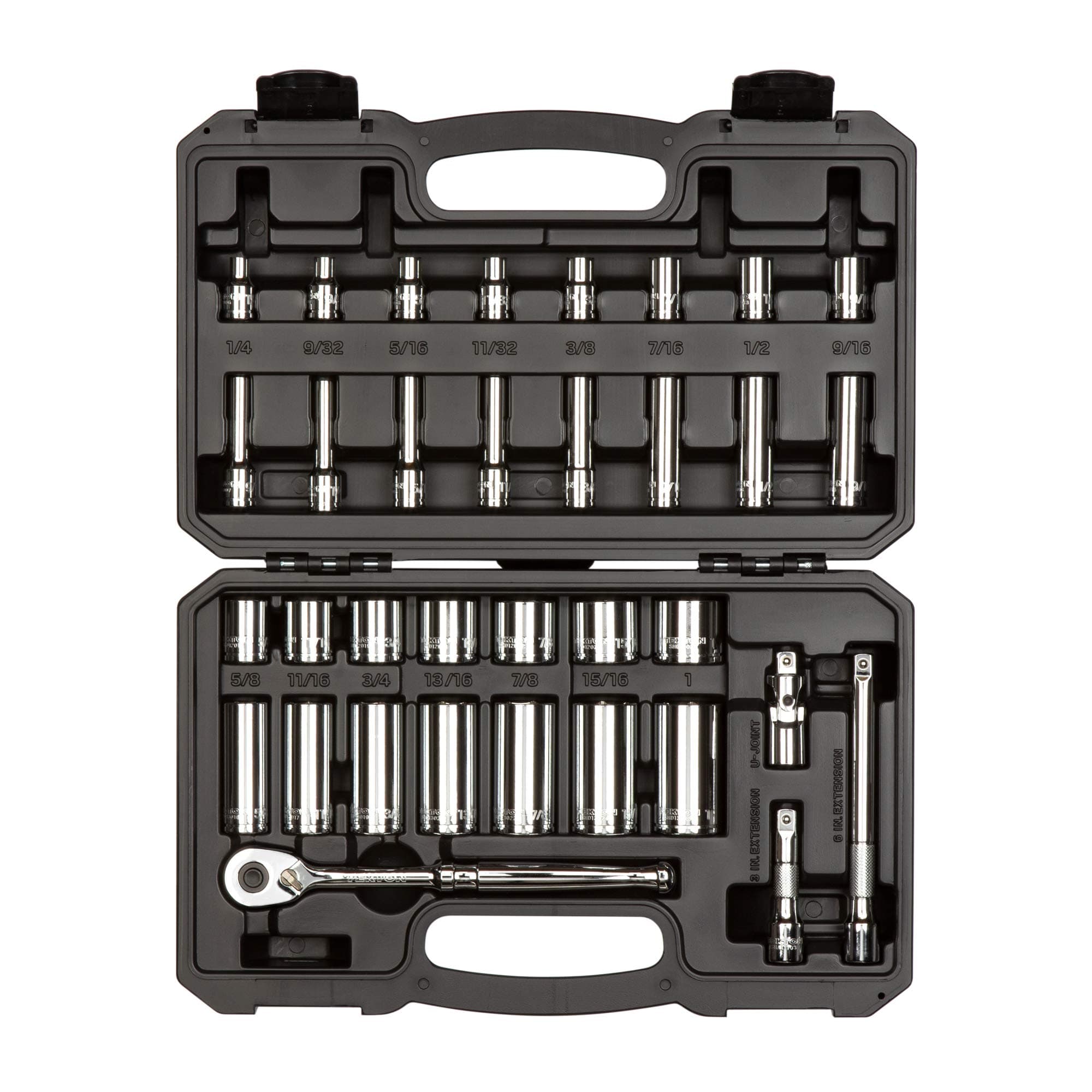 TEKTON 3/8 Inch Drive 6-Point Socket and Ratchet Set, 34-Piece (1/4-1 in.) | SKT15101