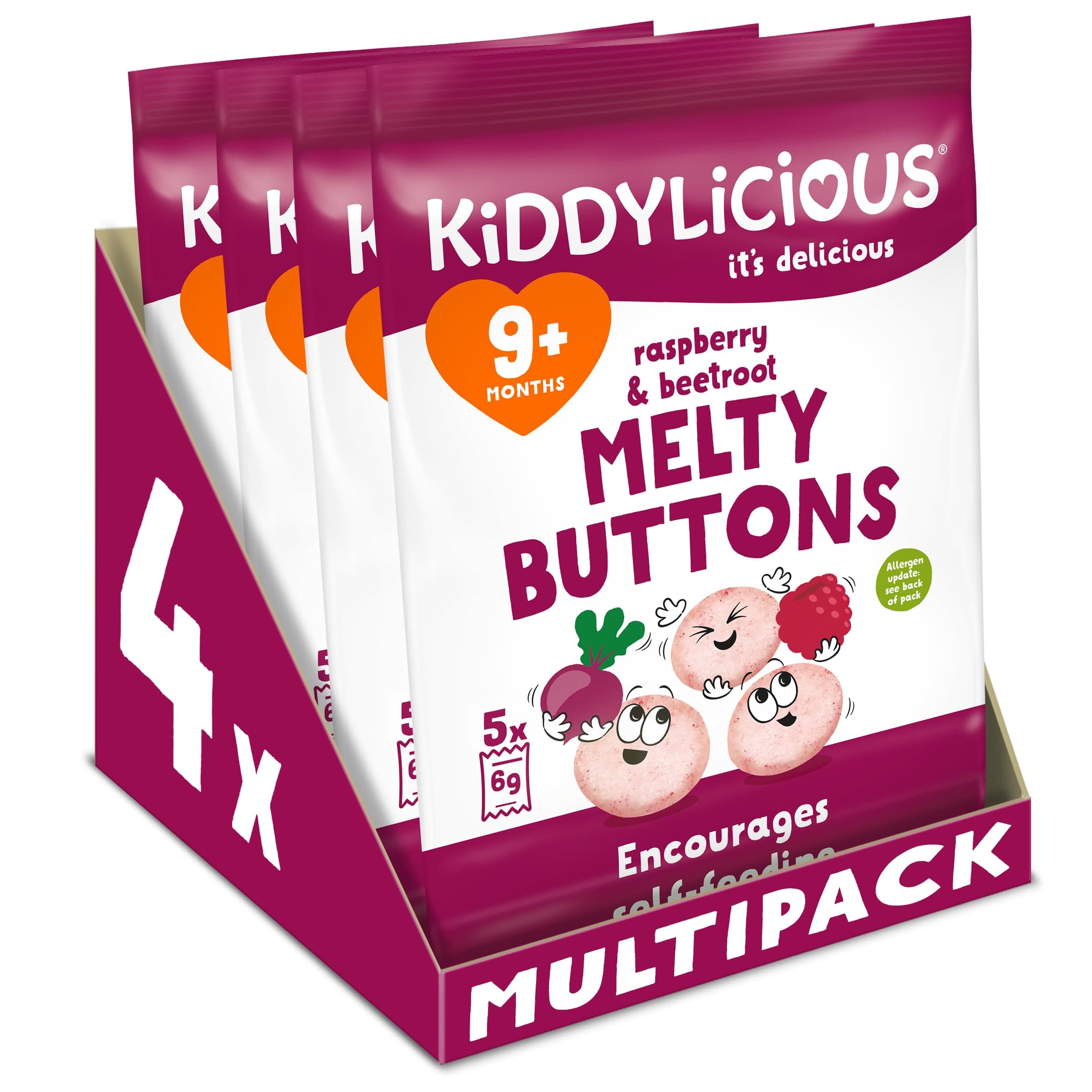 Kiddylicious Raspberry & Beetroot Melty Buttons - Delicious Snacks for Kids -...