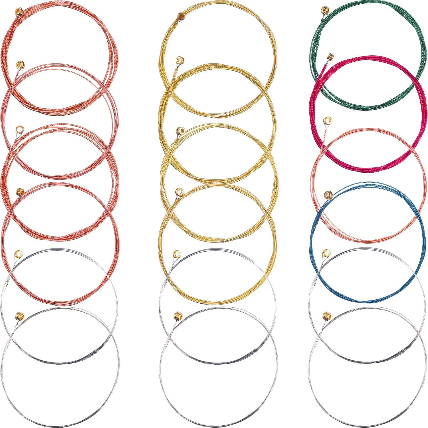 Bememo 2 Sets of 6 Guitar Strings Replacement Steel String for Acoustic Guitar (Yellow and Multicolor)