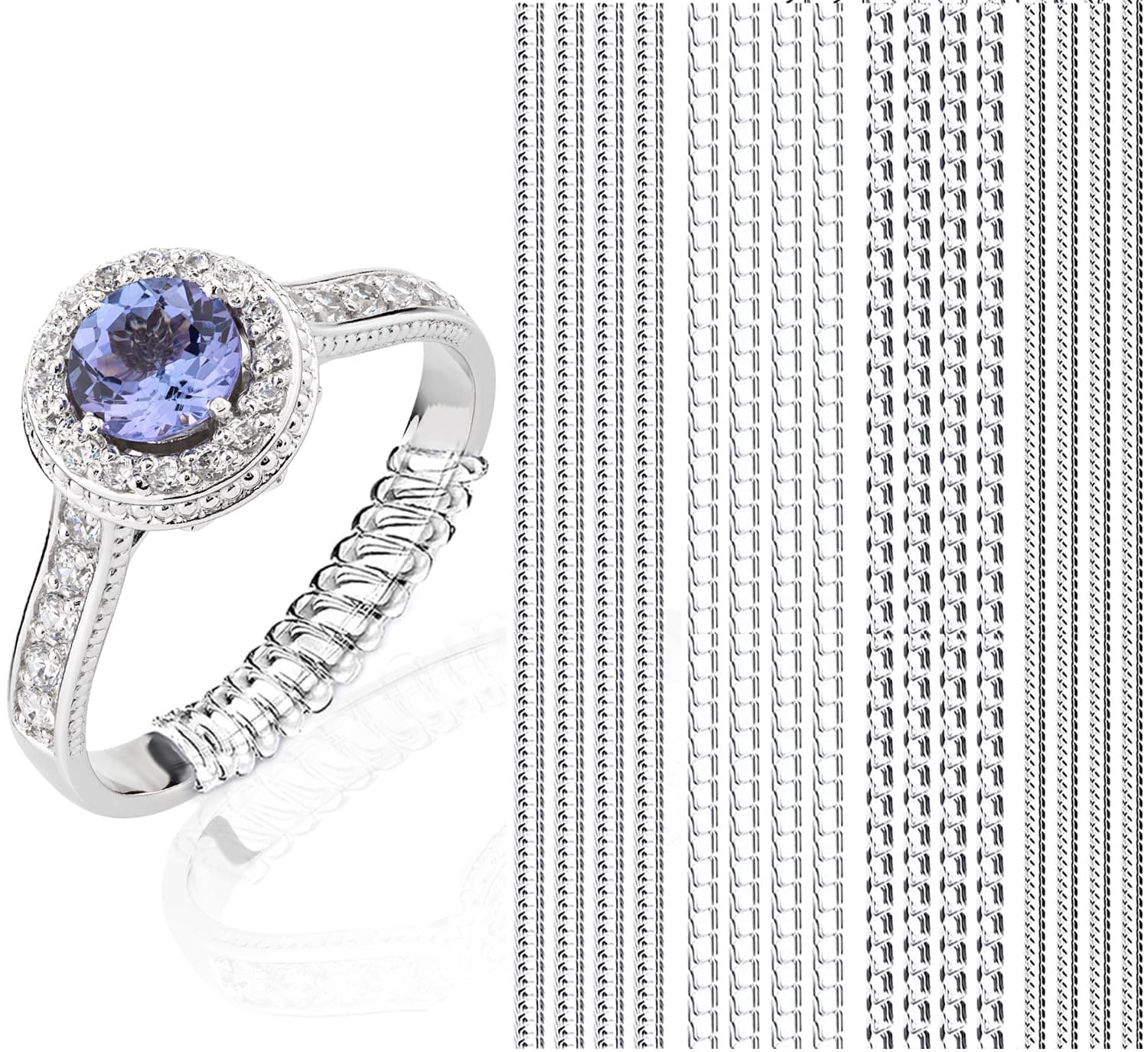 JRONGHE Ring Sizer Adjuster for Loose Rings, 16 Pack 4 Sizes Invisible Ring Guards for Women and Men,Clear Silicone Ring Size Adjuster,Ring Resizer Tightener Spiral Ring Spacers Fitter