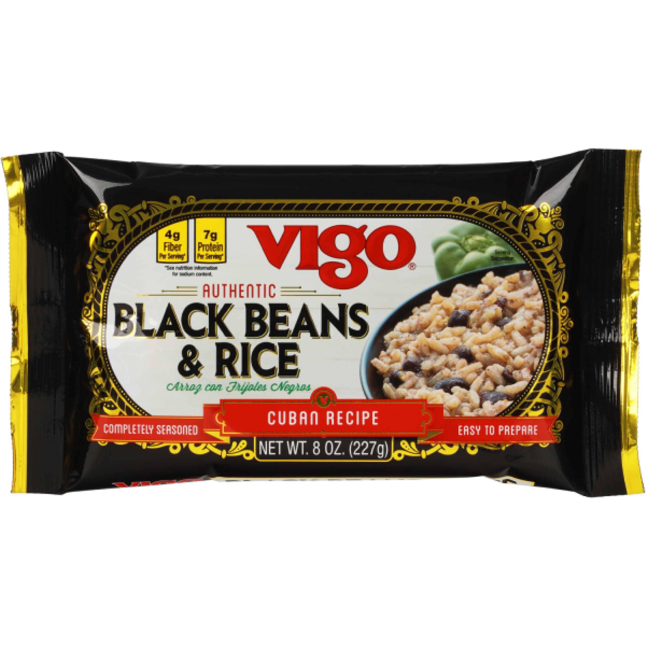 Vigo Authentic Black Beans & Rice, Low Fat, 8oz (Black Beans & Rice, Pack of 12)