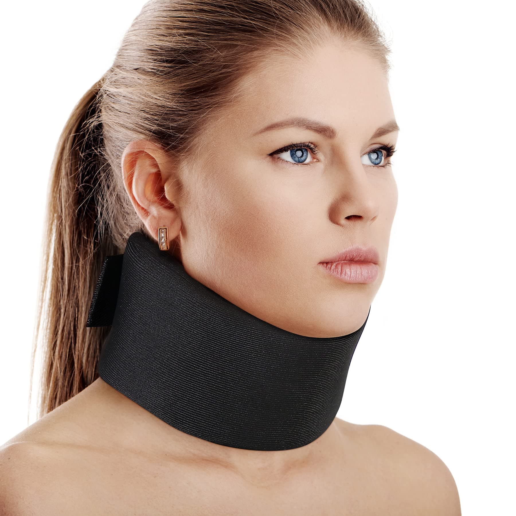 Soft Foam Neck Brace Universal Cervical Collar, Adjustable Neck Support Brace for Sleeping - Relieves Neck Pain and Spine Pressure, Neck Collar After Whiplash or Injury (Black, 2.5" Depth Collar, M)