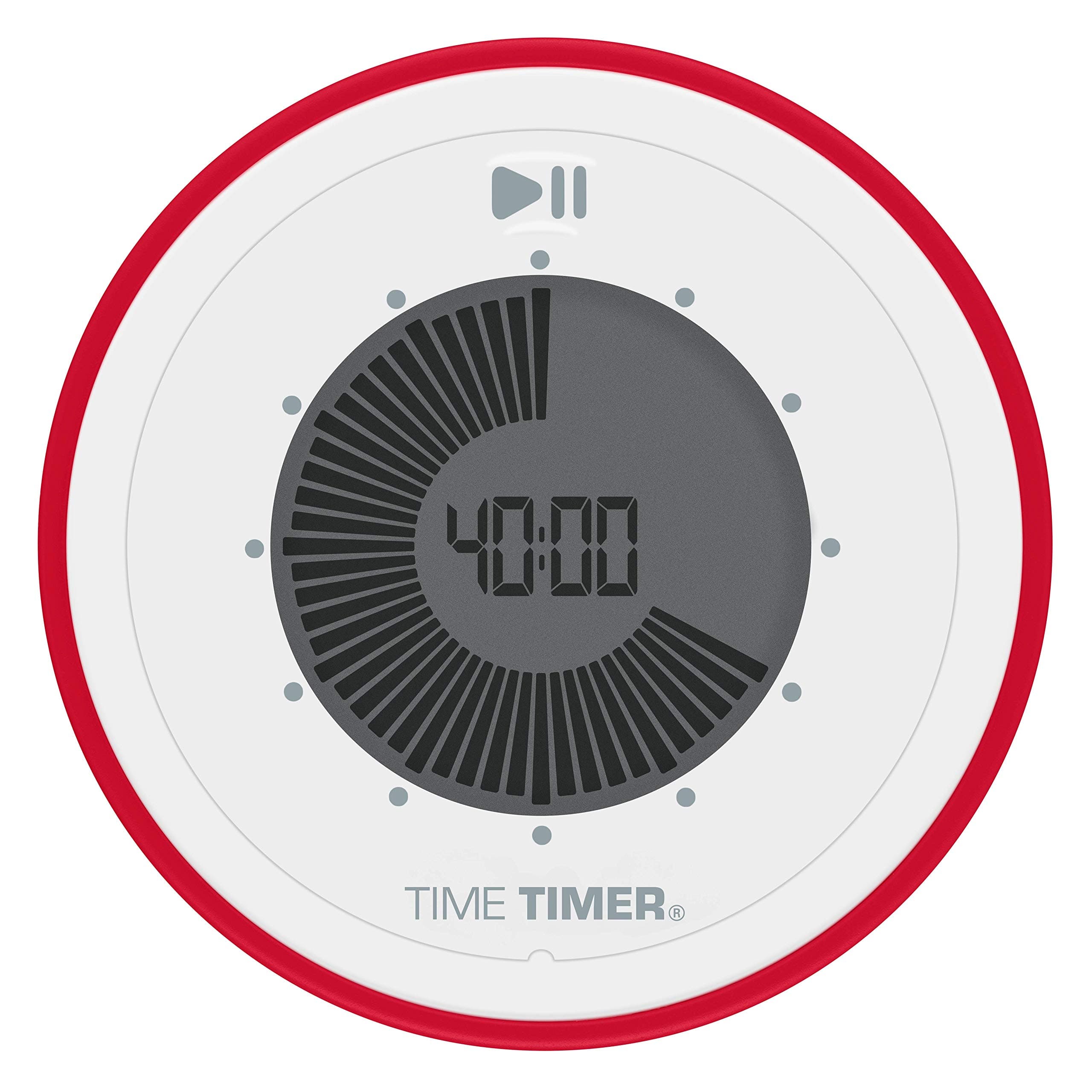 Time Timer TWIST 90 Minute Visual Digital Timer; Magnetic; Portable; Start/Pause Functionality; Optional Alert (On/Off); Silent Operation (No Ticking); 3.5” radius x 1”; Red; Time Management Tool for Kids, Students, Special Needs, and Adults; for Classroom, Office and Home.