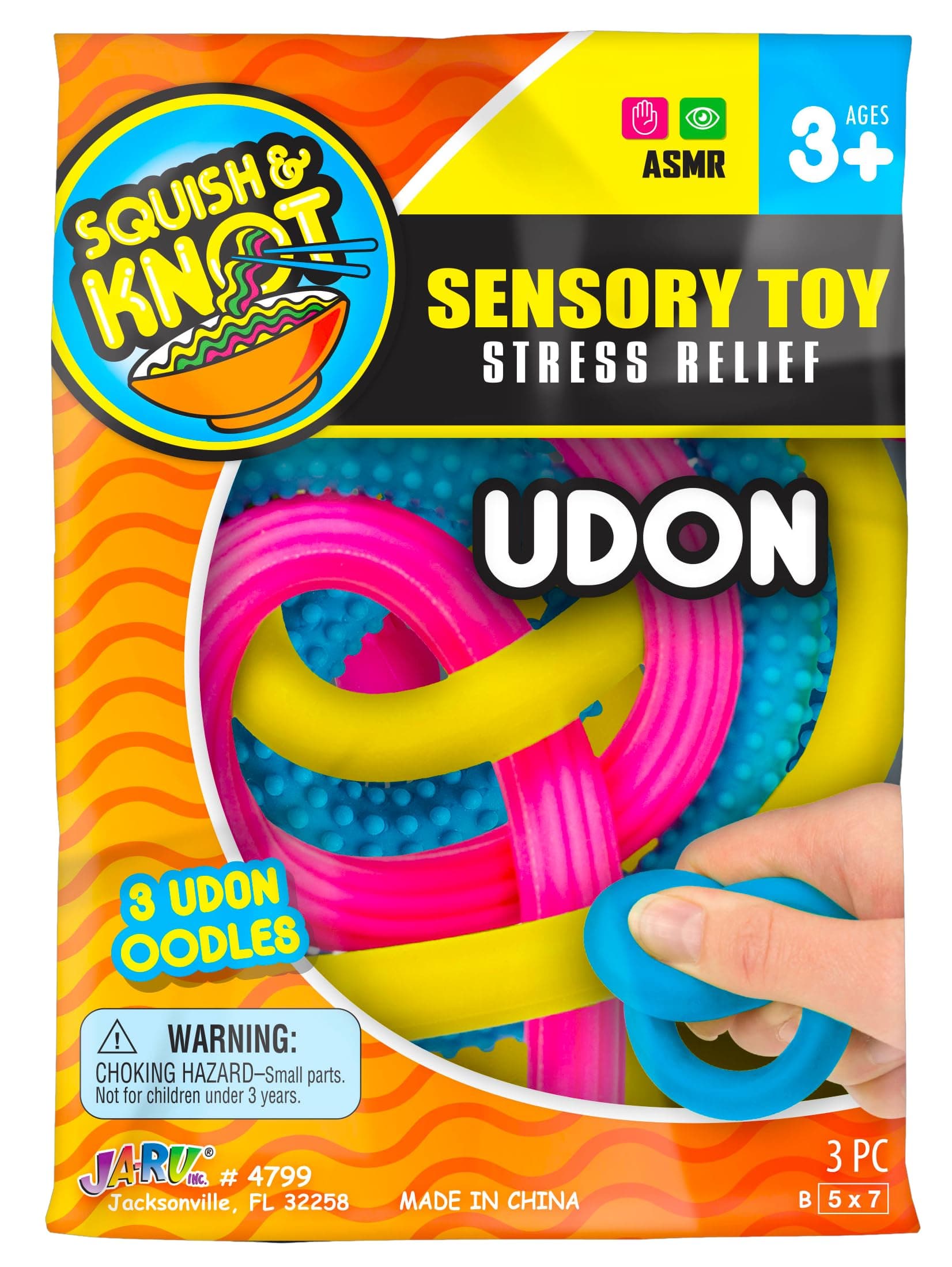 JA-RU Udon Textured Stretchy Noodles (1 Udon Pack) Strings and Super Sensory Fidget Toys for Adults and Kids Stocking Stuffers Fidget Pack. Autism, Anxiety Tactile Toy Kids Party Favor UDON-4799-1