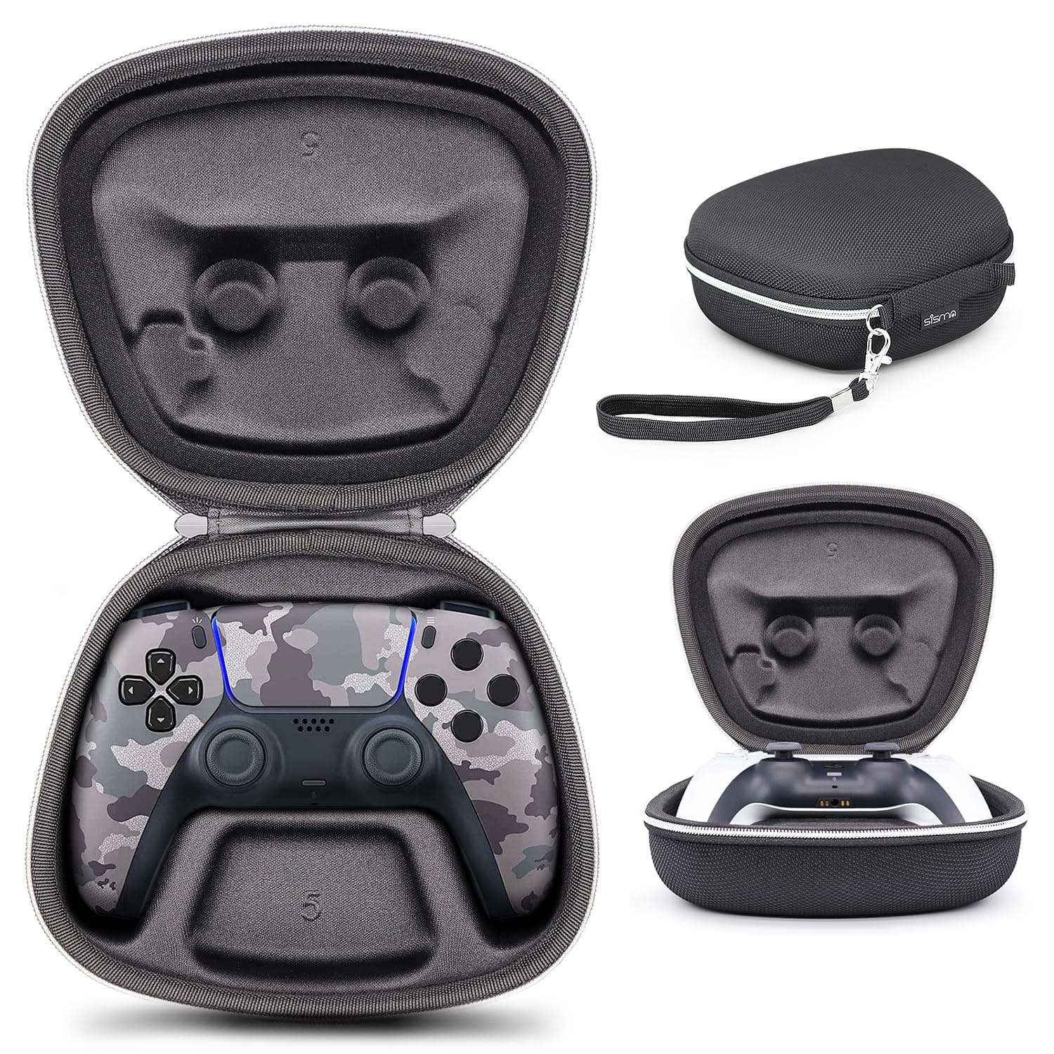 sisma Carry Case Compatible with PS5 DualSense Wireless Controller, Hard Shell Travel Protective Cover PlayStation 5 Controller Holder Storage Bag Home Safekeeping