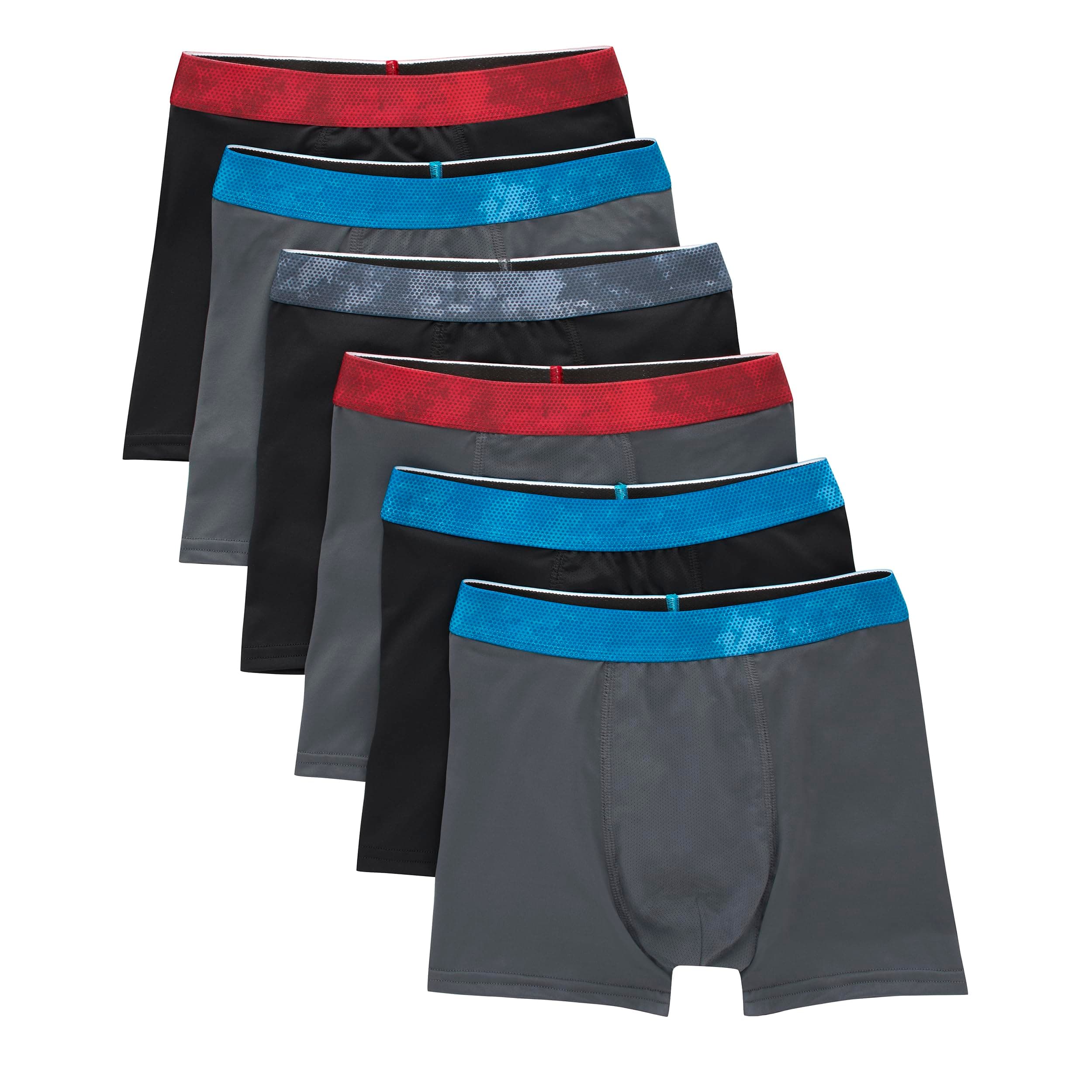 boys Performance Tween Boxer Briefs Underwear, Assorted Prints & Solids, 6-pack