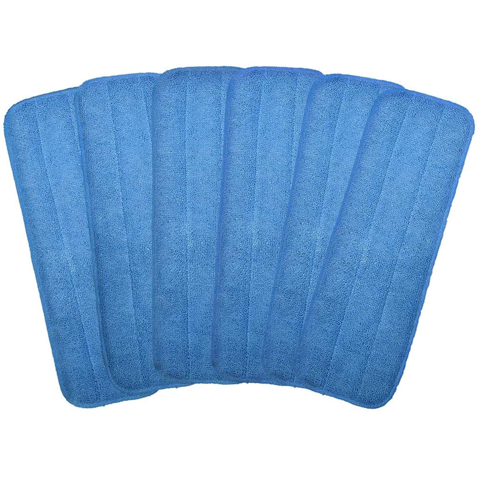 Microfiber Replacement Mop Pad, 18" x 6" Wet & Dry Home & Commercial Cleaning Refills, Reusable Floor Mop Pads (6 Pack) Blue
