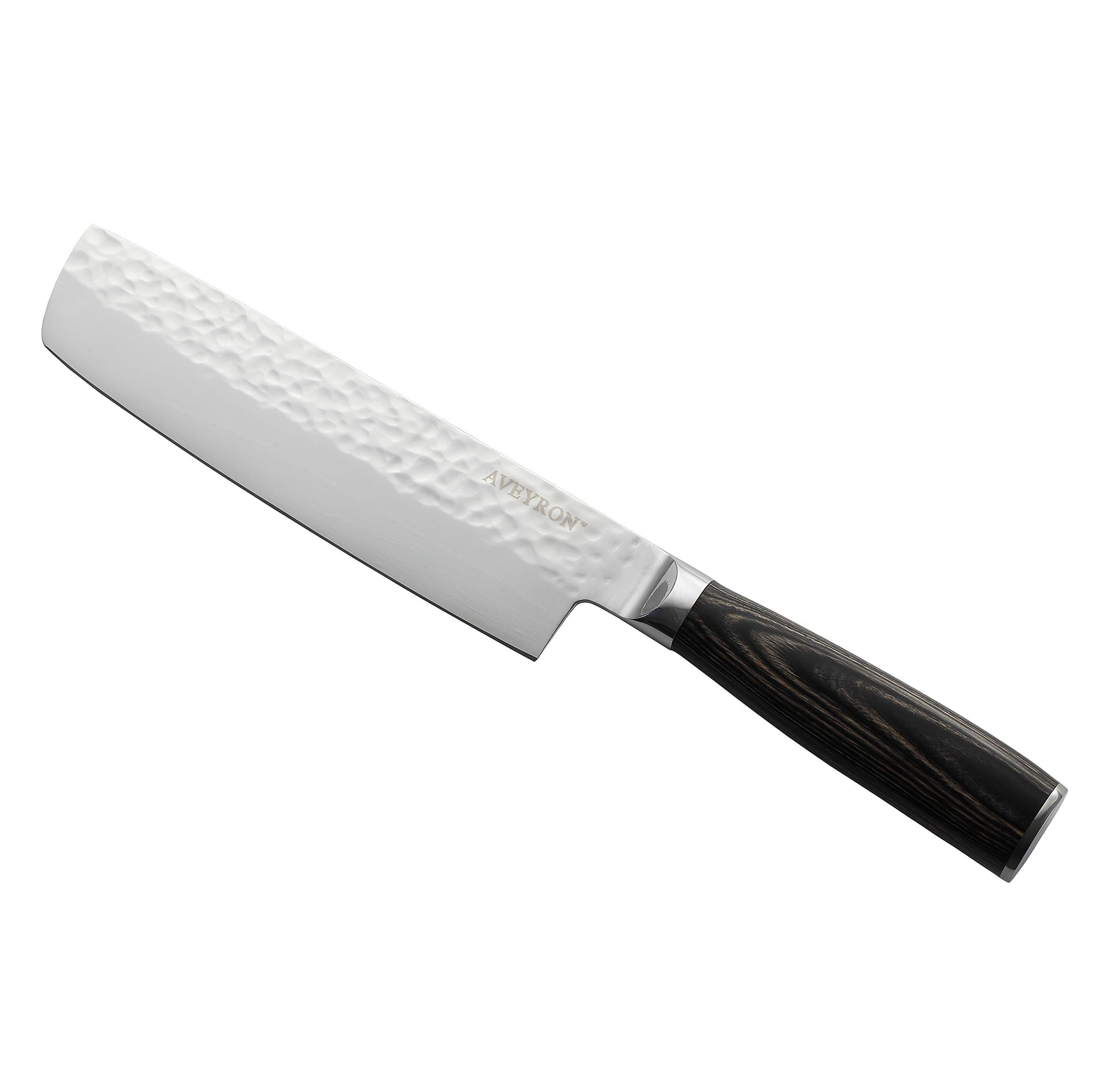 AVEYRON Premier Nakiri Knife, 7-Inch, Sharp and Practical, German Steel, Mirror Hammered Surface, B07784KGQ8