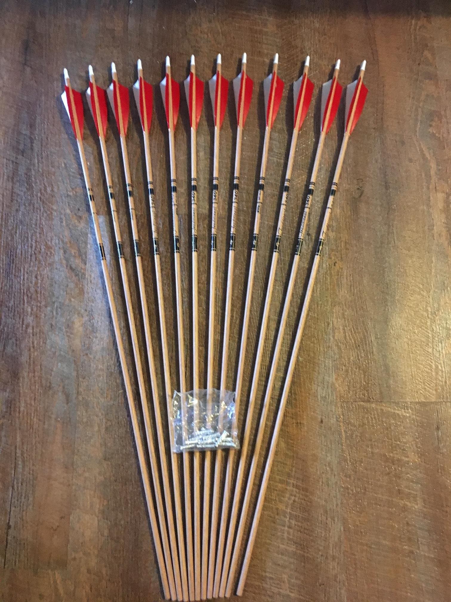 Gold Tip Traditional 400 Arrows with Shield Cut Feathers Custom Made Set of 12