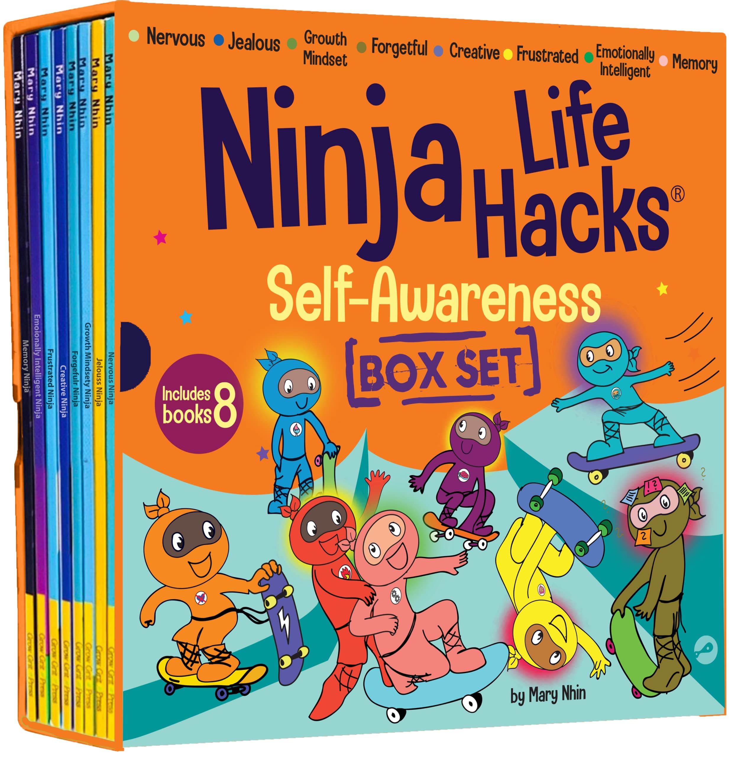 Ninja Life Hacks Self Awareness 8 Book Box Set (Books 41-48: Frustrated Ninja, Nervous Ninja, Jealous Ninja, Growth Mindset Ninja, Forgetful Ninja, ... Emotionally Intelligent Ninja, Memory Ninja)