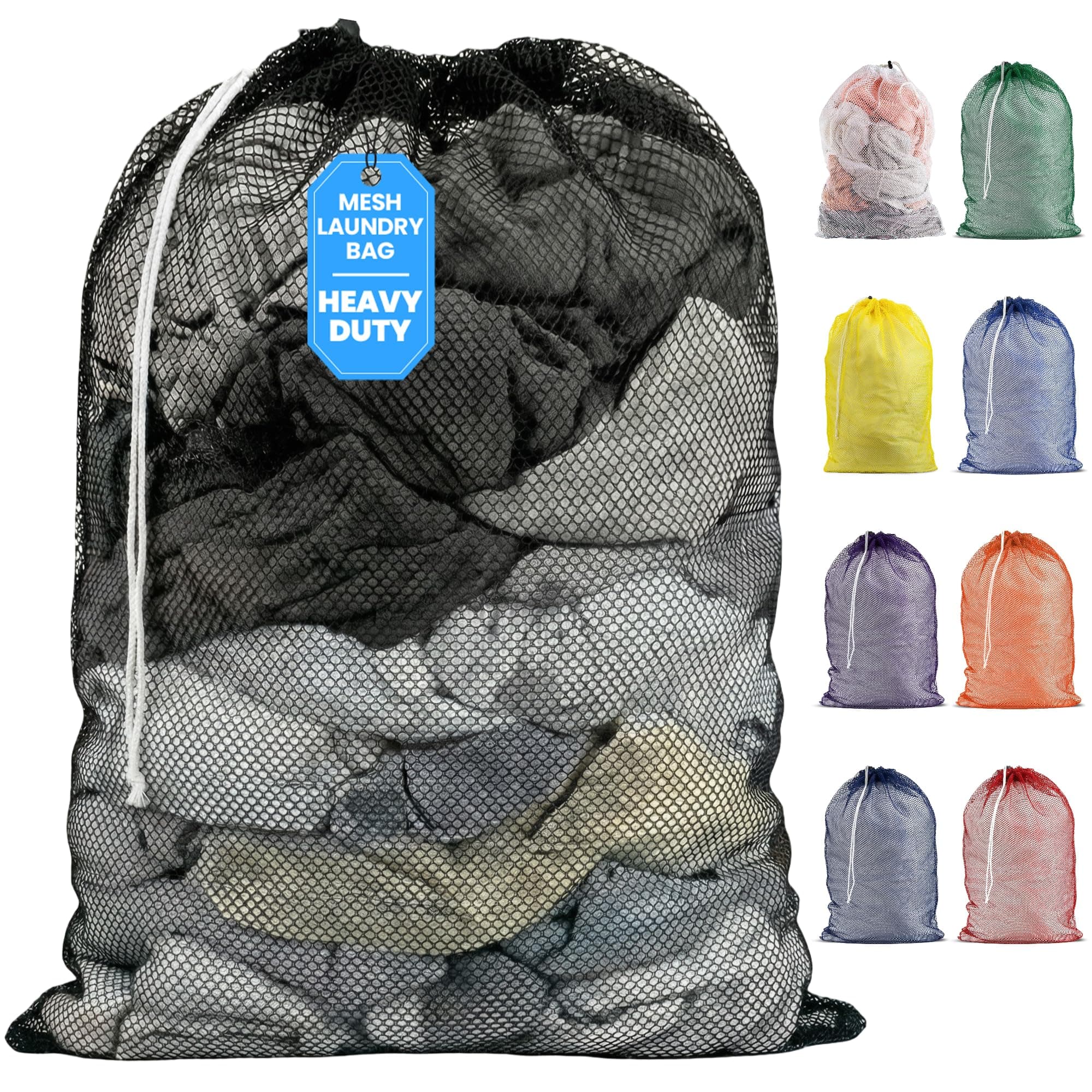 Handy Laundry Mesh XL Laundry Bag - Durable, Machine Washable with Secure Drawstring Closure - Perfect for College Dorms, Laundromats, Apartments (Black, Large 24" x 36")